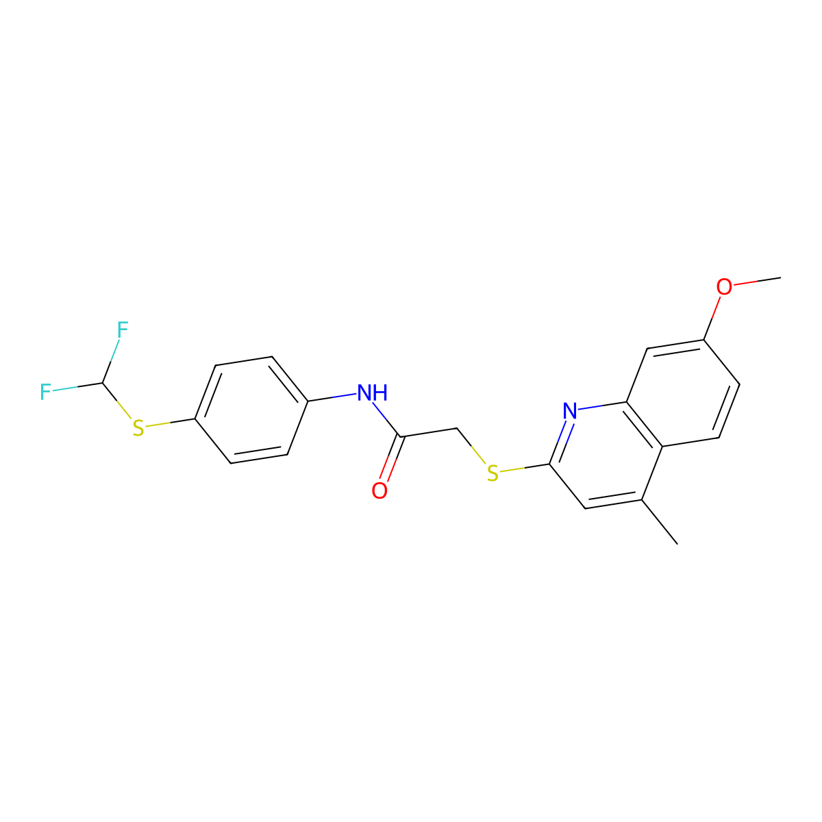 N-{4-[(difluoromethyl)sulfanyl]phenyl}-2-[(7-methoxy-4-methylquinolin-2-yl)sulfanyl]acetamide molecular structure, CAS 314244-34-3