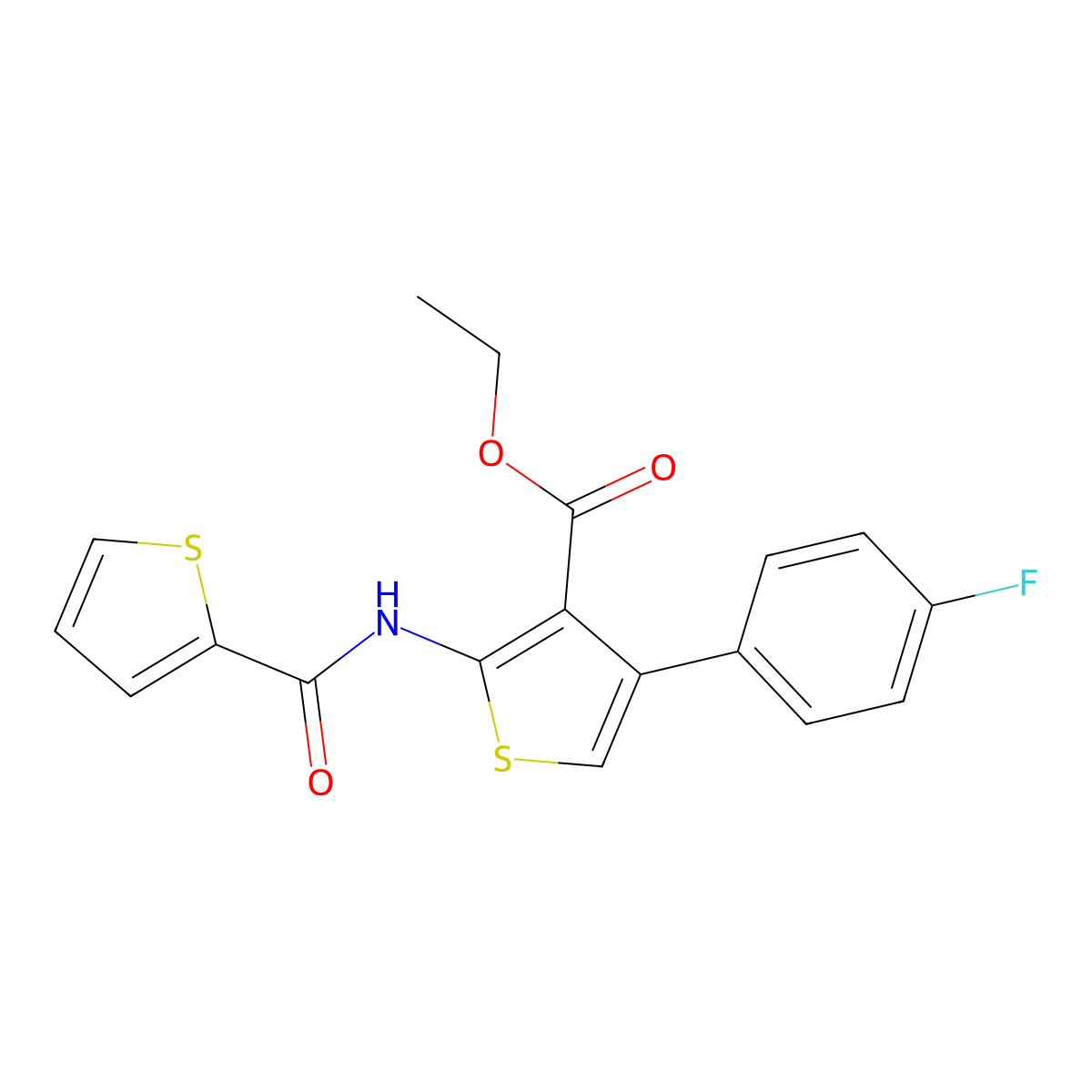 Ethyl 4-(4-fluorophenyl)-2-[(2-thienylcarbonyl)amino]-3-thiophenecarboxylate molecular structure, CAS 314244-43-4