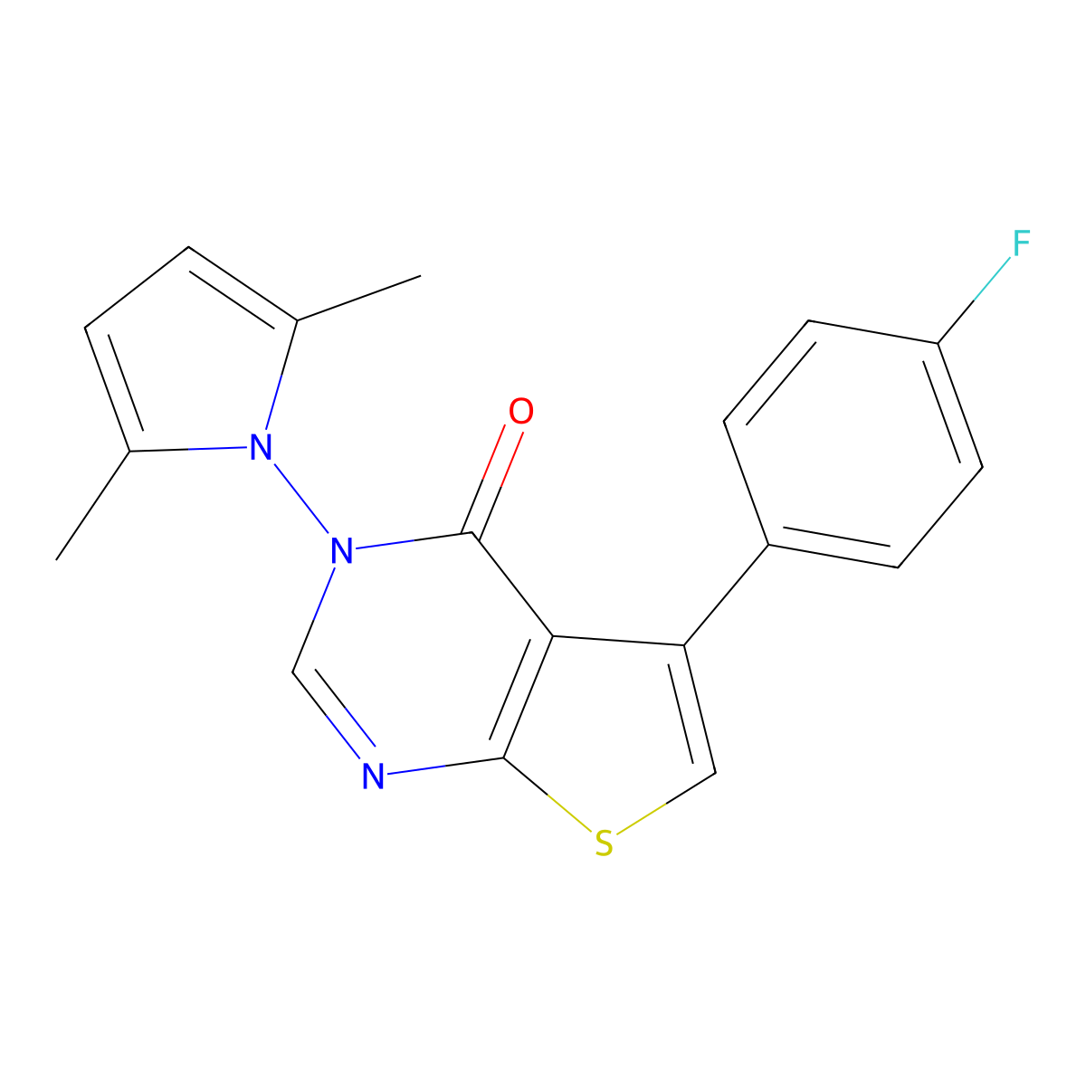 3-(2,5-dimethyl-1H-pyrrol-1-yl)-5-(4-fluorophenyl)thieno[2,3-d]pyrimidin-4(3H)-one molecular structure, CAS 314244-59-2