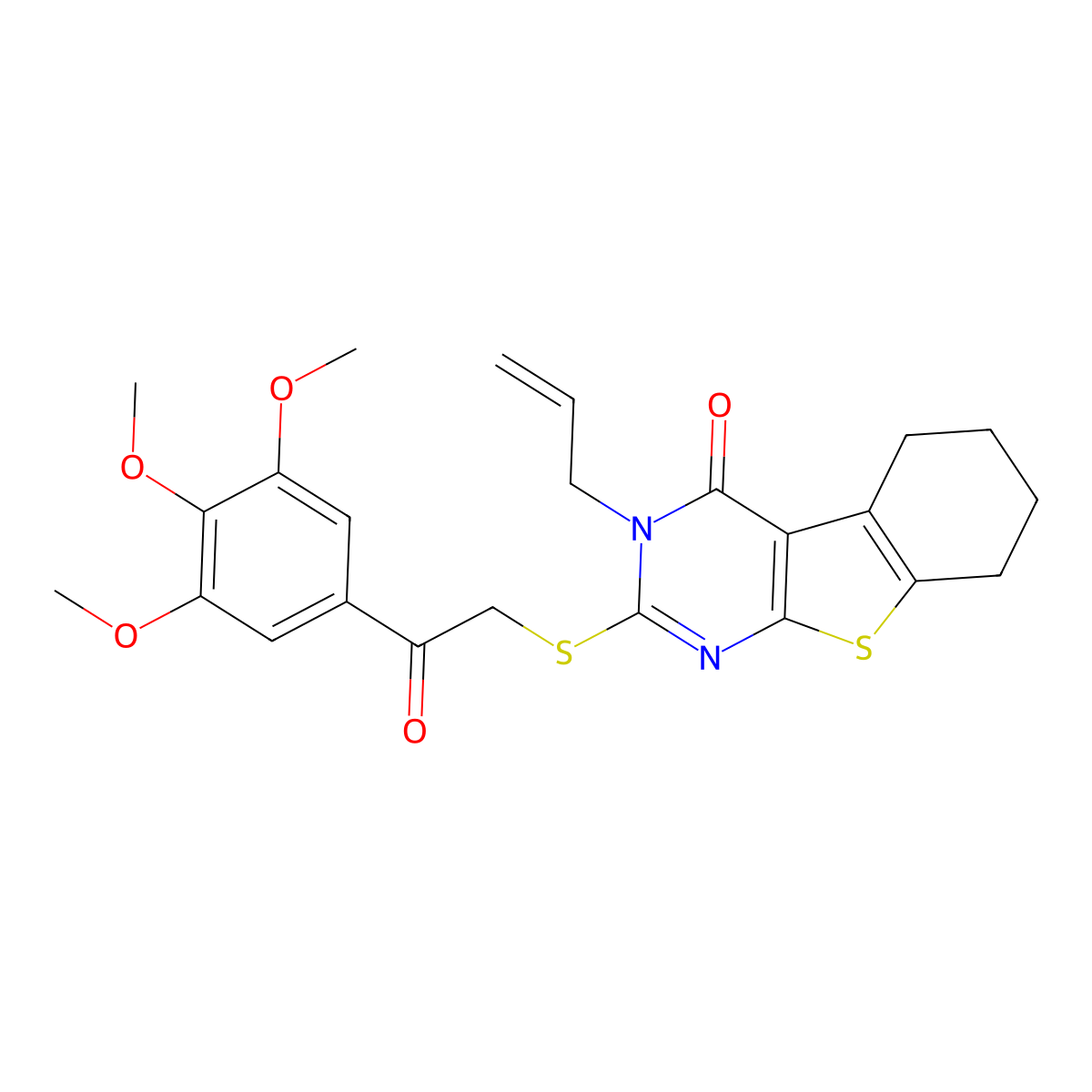 2-[2-Oxo-2-(3,4,5-trimethoxyphenyl)ethyl]sulfanyl-3-prop-2-enyl-5,6,7,8-tetrahydro-[1]benzothiolo[2,3-d]pyrimidin-4-one molecular structure, CAS 314244-67-2