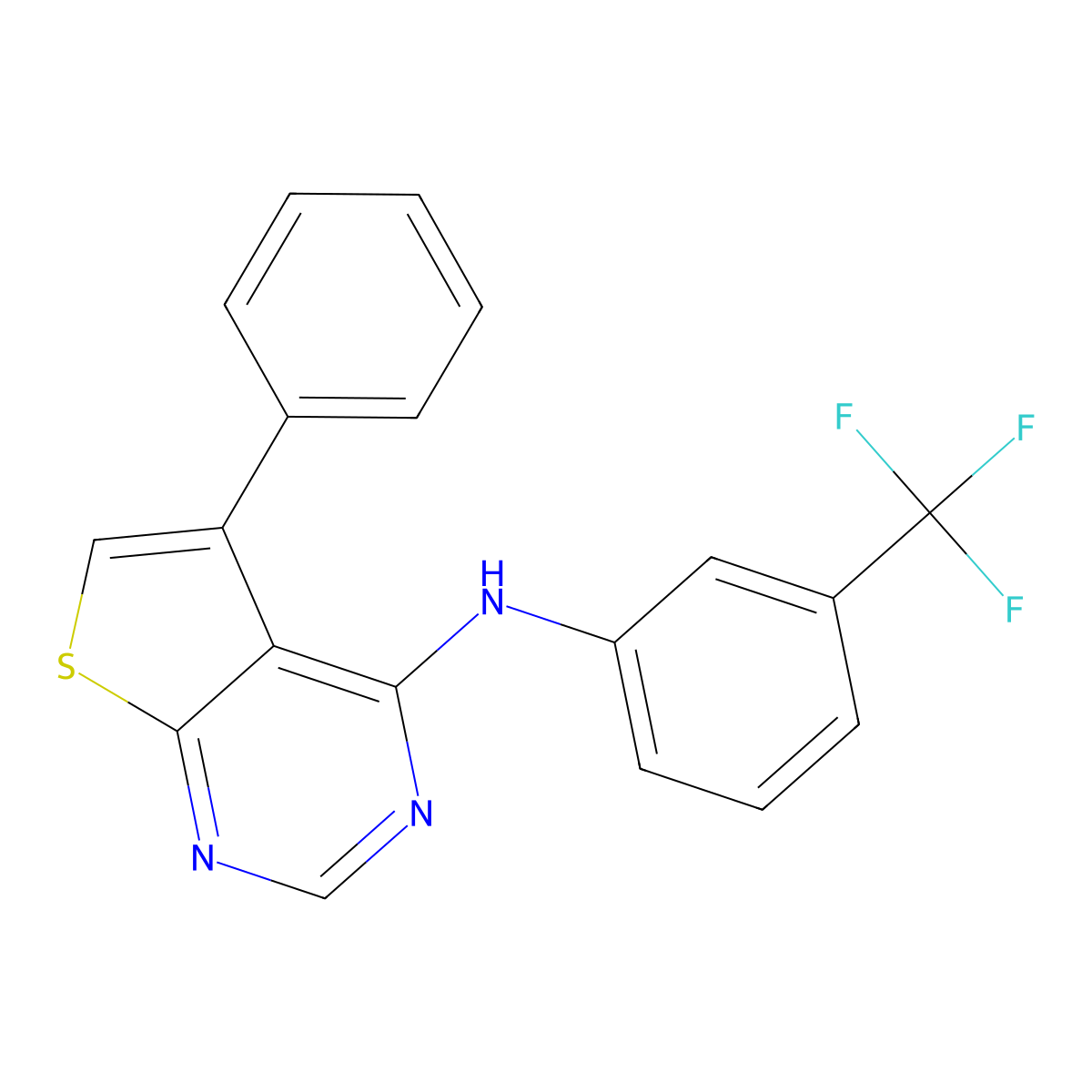 5-phenyl-N-[3-(trifluoromethyl)phenyl]thieno[2,3-d]pyrimidin-4-amine molecular structure, CAS 314244-73-0