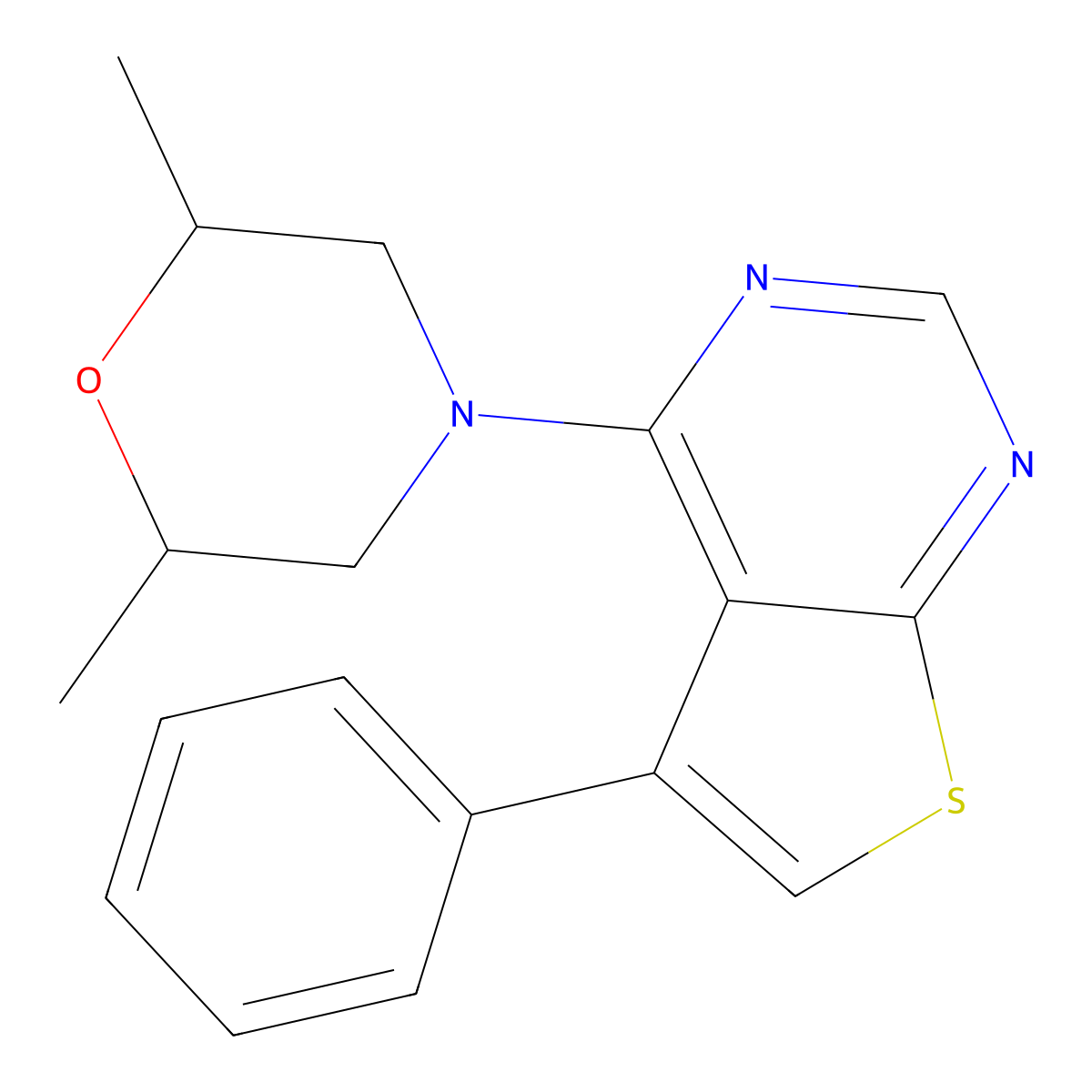2,6-Dimethyl-4-(5-phenylthieno[2,3-d]pyrimidin-4-yl)morpholine molecular structure, CAS 314244-89-8