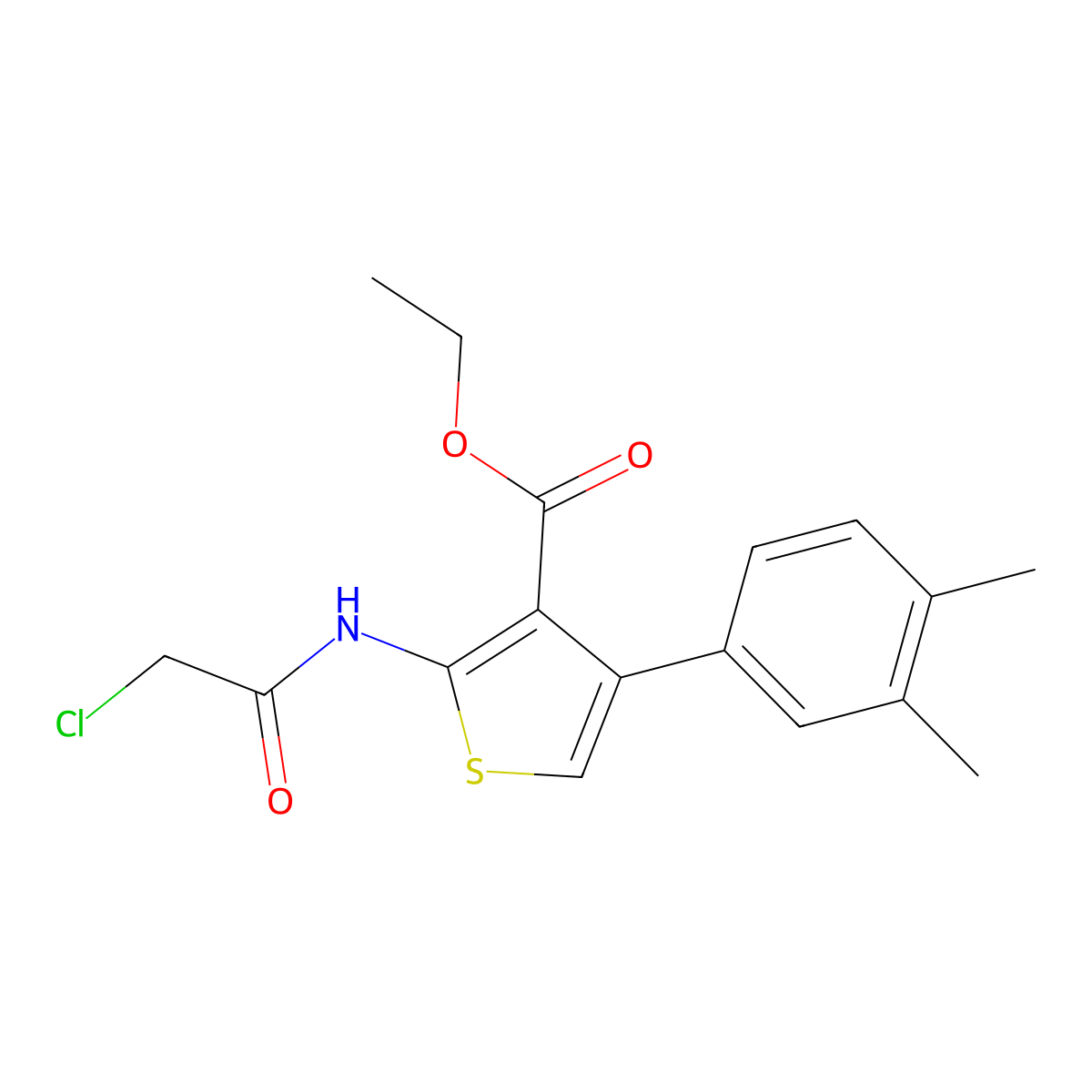 Ethyl 2-(2-chloroacetamido)-4-(3,4-dimethylphenyl)thiophene-3-carboxylate molecular structure, CAS 314244-95-6