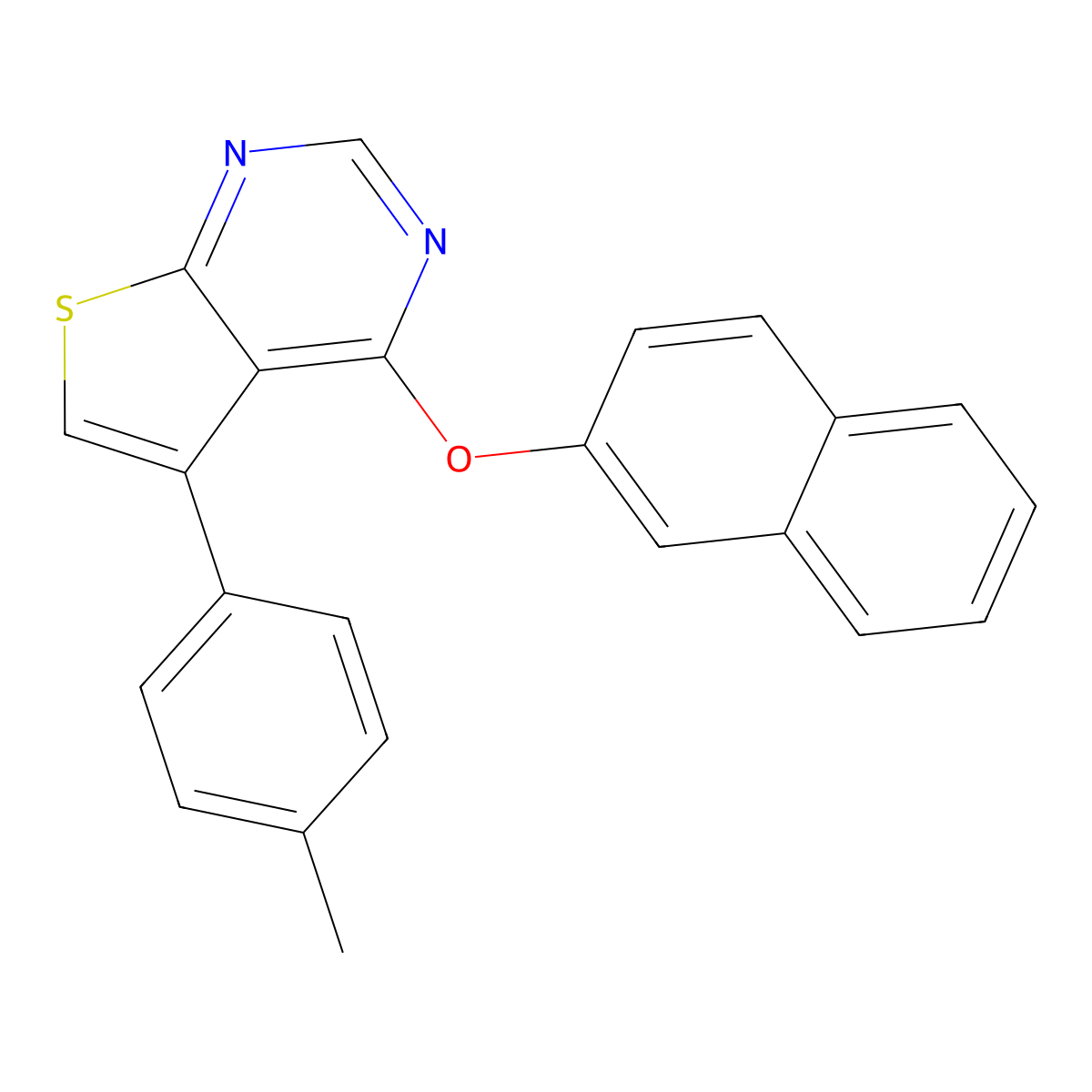 5-(4-Methylphenyl)-4-(naphthalen-2-yloxy)thieno[2,3-d]pyrimidine molecular structure, CAS 314245-05-1