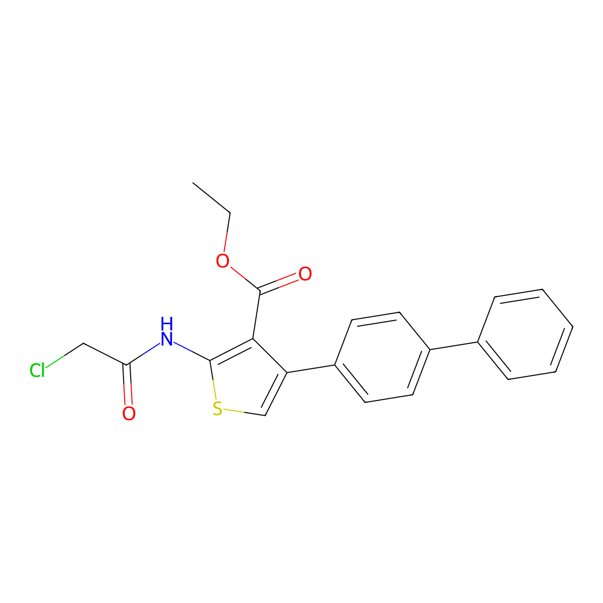 Ethyl 2-(2-chloroacetylamino)-4-(4-phenylphenyl)thiophene-3-carboxylate molecular structure, CAS 314245-21-1