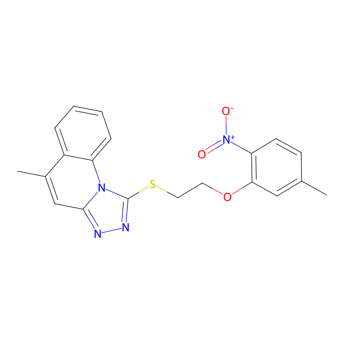 1-[(2-{2-Nitro-5-methylphenoxy}ethyl)sulfanyl]-5-methyl[1,2,4]triazolo[4,3-a]quinoline molecular structure, CAS 314245-28-8
