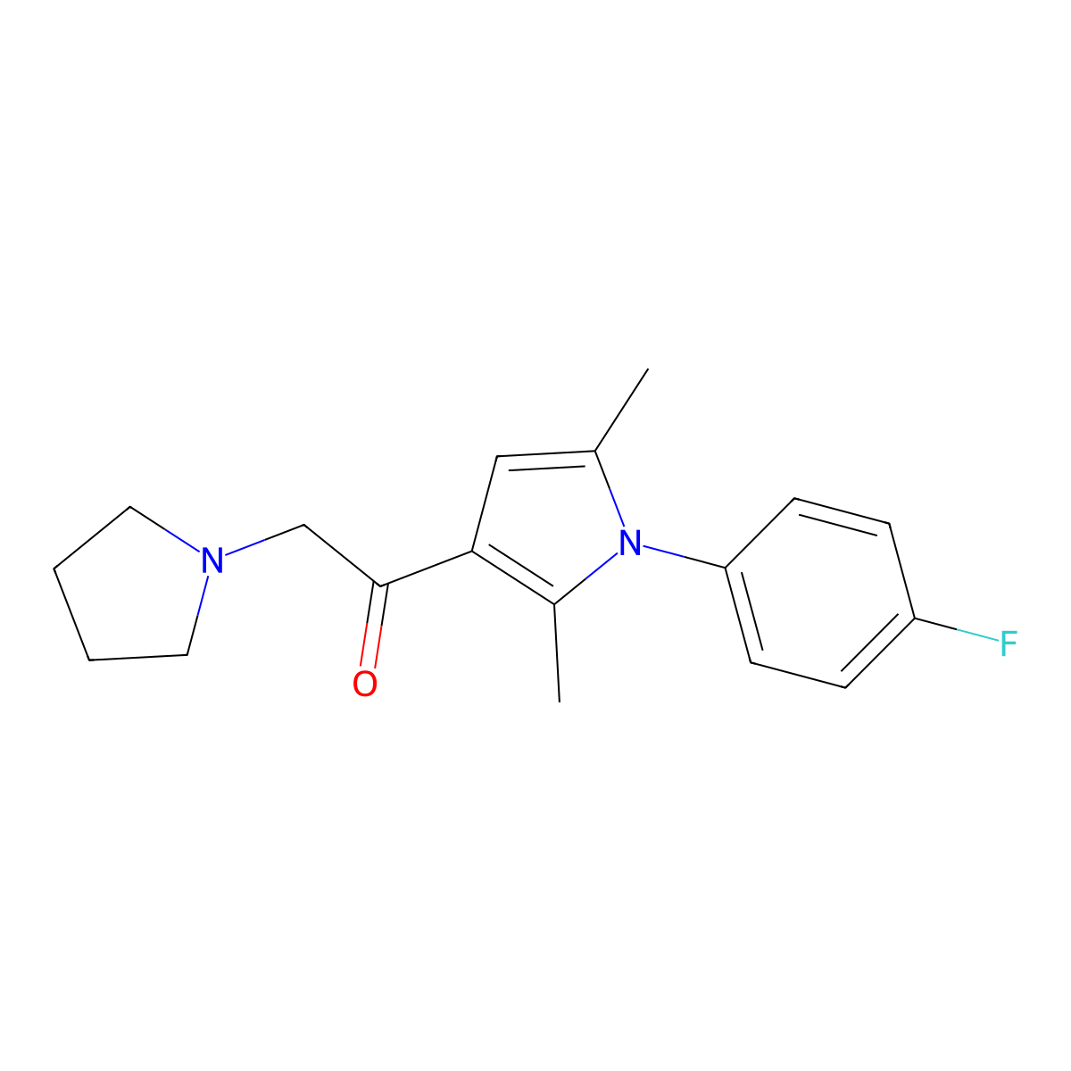 1-(1-(4-Fluorophenyl)-2,5-dimethylpyrrol-3-yl)-2-pyrrolidin-1-ylethanone molecular structure, CAS 314245-33-5