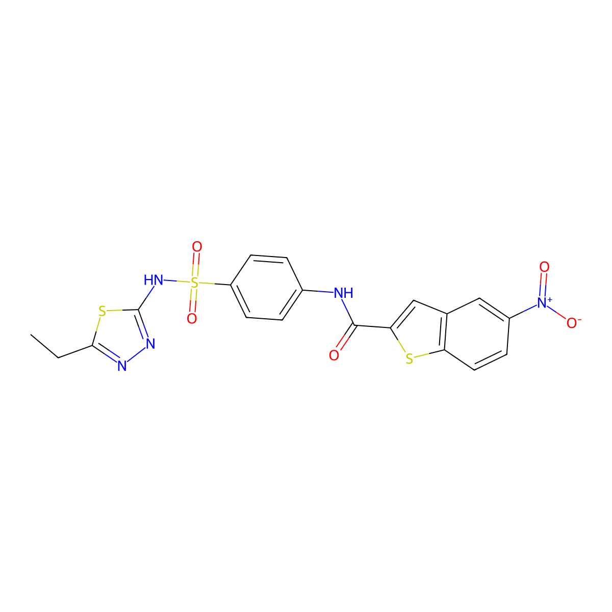 N-{4-[(5-ethyl-1,3,4-thiadiazol-2-yl)sulfamoyl]phenyl}-5-nitro-1-benzothiophene-2-carboxamide molecular structure, CAS 314246-28-1