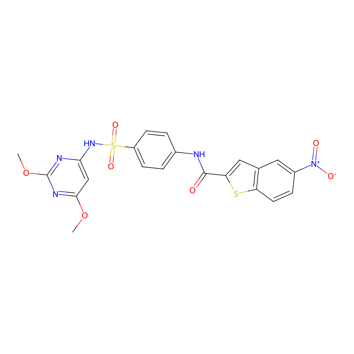 N-[4-[(2,6-dimethoxypyrimidin-4-yl)sulfamoyl]phenyl]-5-nitro-1-benzothiophene-2-carboxamide molecular structure, CAS 314246-29-2