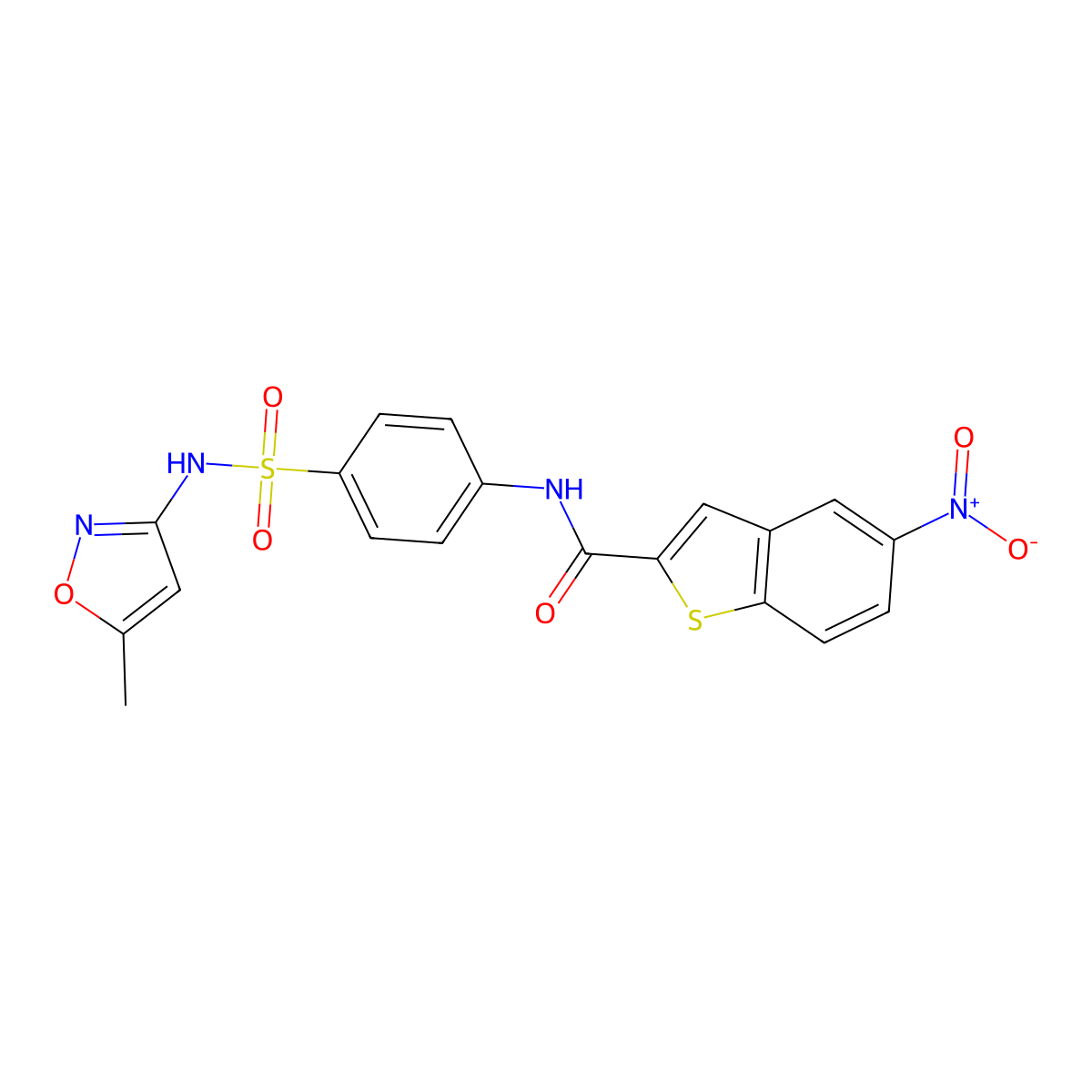 N-[4-[(5-methyl-1,2-oxazol-3-yl)sulfamoyl]phenyl]-5-nitro-1-benzothiophene-2-carboxamide molecular structure, CAS 314246-32-7
