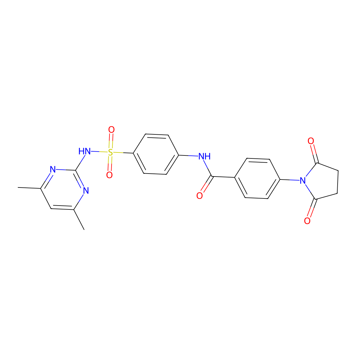 N-{4-[(4,6-dimethylpyrimidin-2-yl)sulfamoyl]phenyl}-4-(2,5-dioxopyrrolidin-1-yl)benzamide molecular structure, CAS 314246-38-3