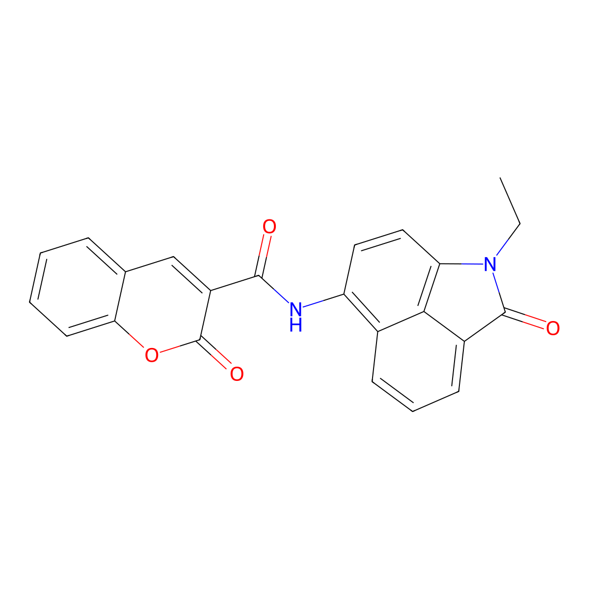 N-(1-ethyl-2-oxo-1,2-dihydrobenzo[cd]indol-6-yl)-2-oxo-2H-chromene-3-carboxamide molecular structure, CAS 314246-50-9