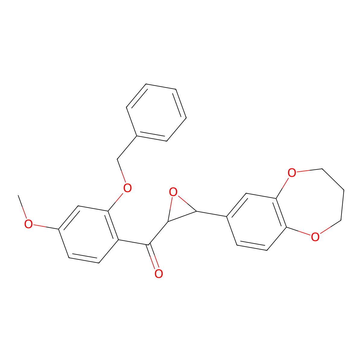 (2-(benzyloxy)-4-methoxyphenyl)(3-(3,4-dihydro-2H-benzo[b][1,4]dioxepin-7-yl)oxiran-2-yl)methanone molecular structure, CAS 314246-97-4