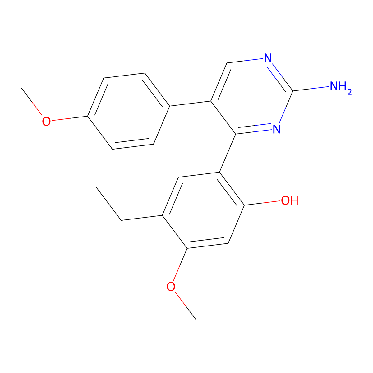2-(2-Amino-5-(4-methoxyphenyl)pyrimidin-4-yl)-4-ethyl-5-methoxyphenol molecular structure, CAS 314247-66-0