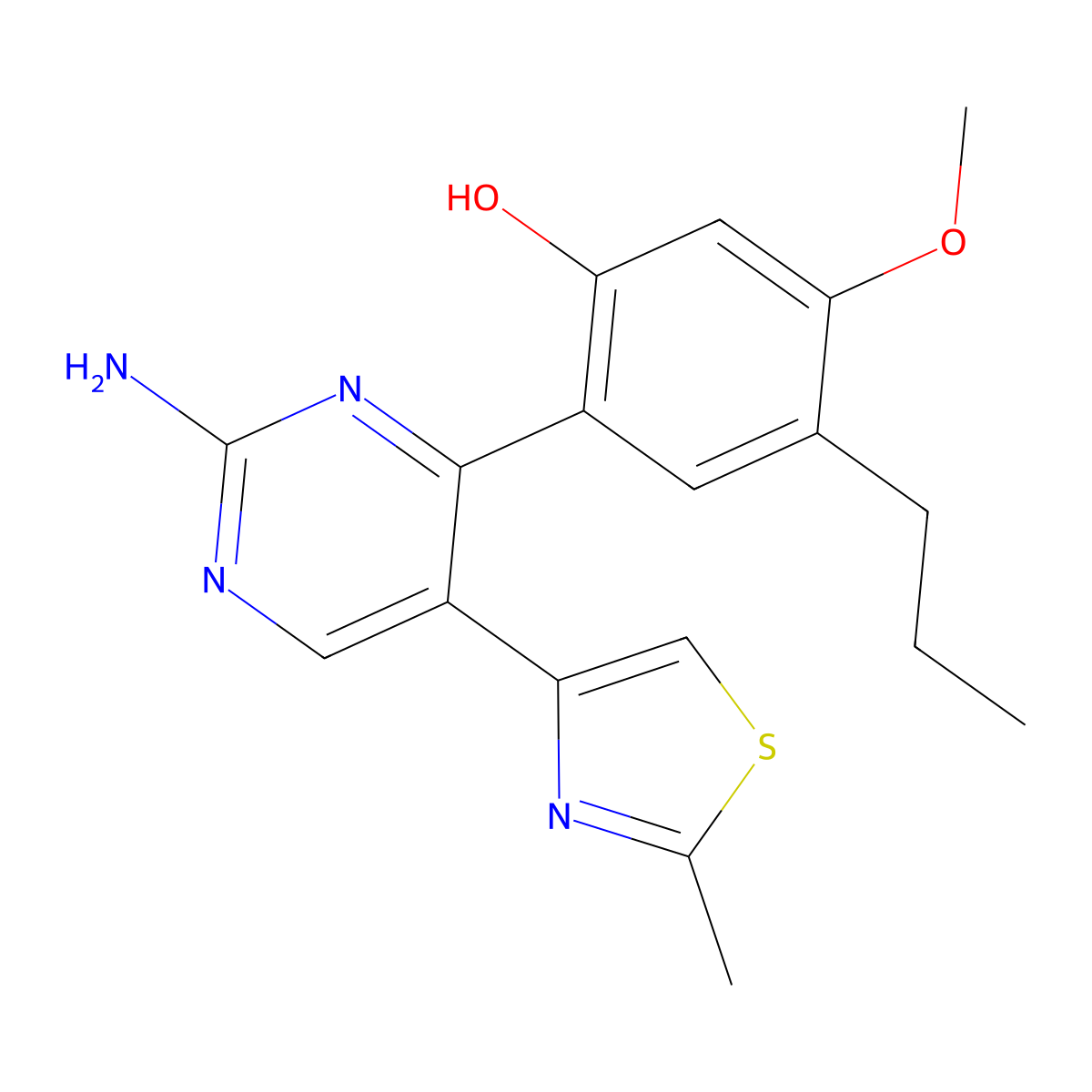 2-(2-Amino-5-(2-methylthiazol-4-yl)pyrimidin-4-yl)-5-methoxy-4-propylphenol molecular structure, CAS 314247-67-1