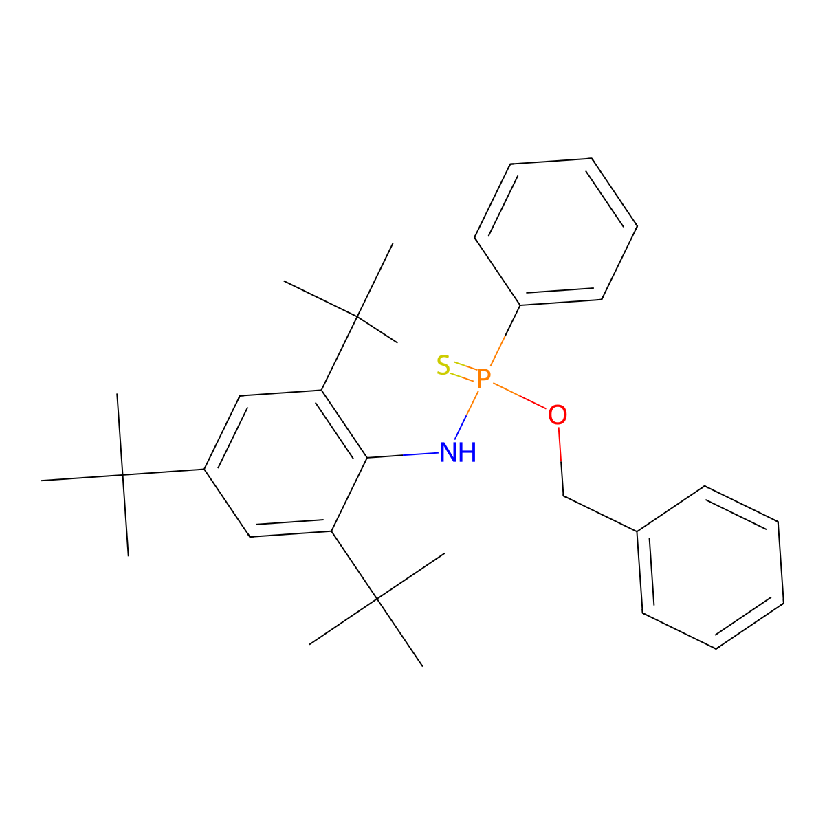 2,4,6-tritert-butyl-N-[phenyl(phenylmethoxy)phosphinothioyl]aniline molecular structure, CAS 314248-29-8