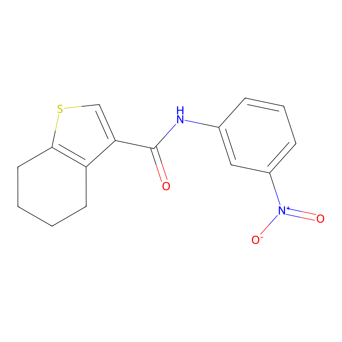 N-(3-nitrophenyl)-4,5,6,7-tetrahydro-1-benzothiophene-3-carboxamide molecular structure, CAS 314250-84-5