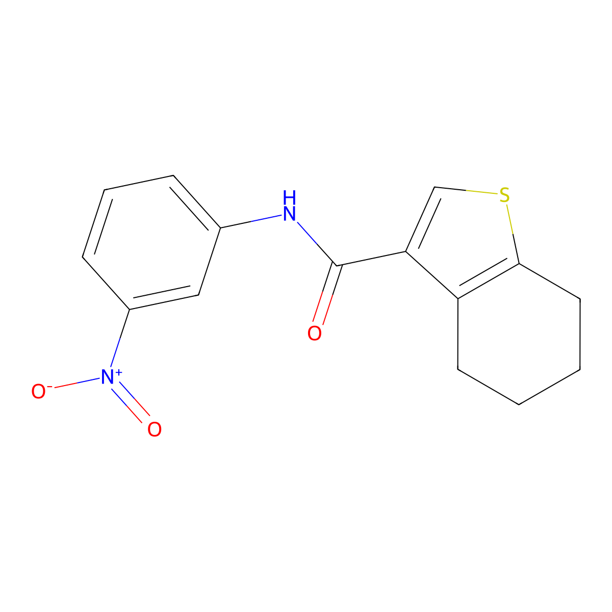 N-(3-nitrophenyl)-4,5,6,7-tetrahydro-1-benzothiophene-3-carboxamide molecular structure, CAS 314250-84-5