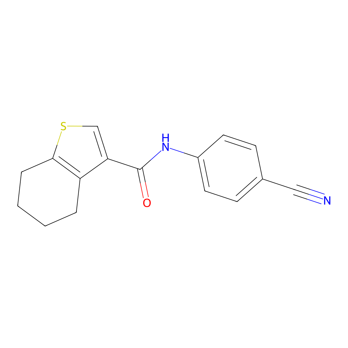 N-(4-cyanophenyl)-4,5,6,7-tetrahydro-1-benzothiophene-3-carboxamide molecular structure, CAS 314250-92-5