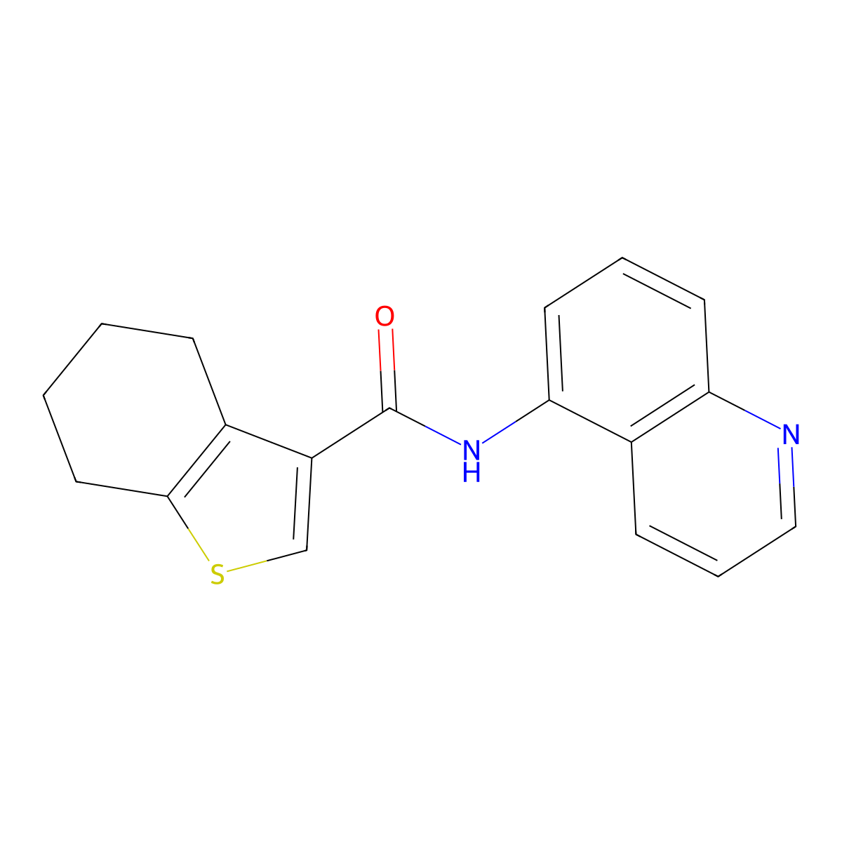 N-quinolin-5-yl-4,5,6,7-tetrahydro-1-benzothiophene-3-carboxamide molecular structure, CAS 314250-98-1