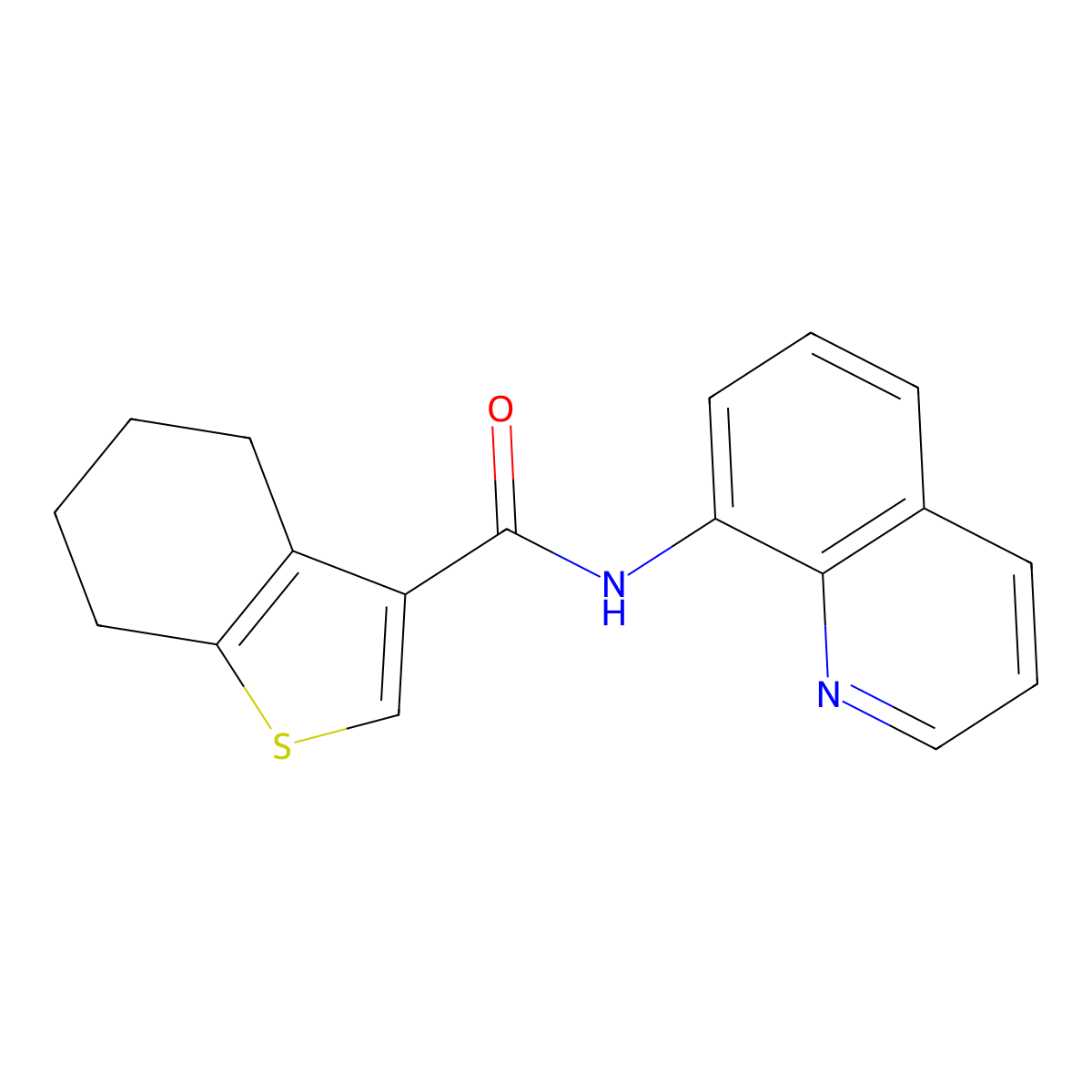 N-quinolin-8-yl-4,5,6,7-tetrahydro-1-benzothiophene-3-carboxamide molecular structure, CAS 314250-99-2