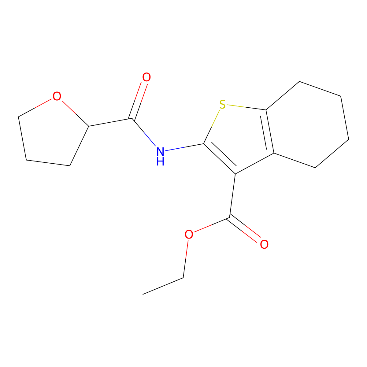 Ethyl 2-[(tetrahydrofuran-2-ylcarbonyl)amino]-4,5,6,7-tetrahydro-1-benzothiophene-3-carboxylate molecular structure, CAS 314251-21-3
