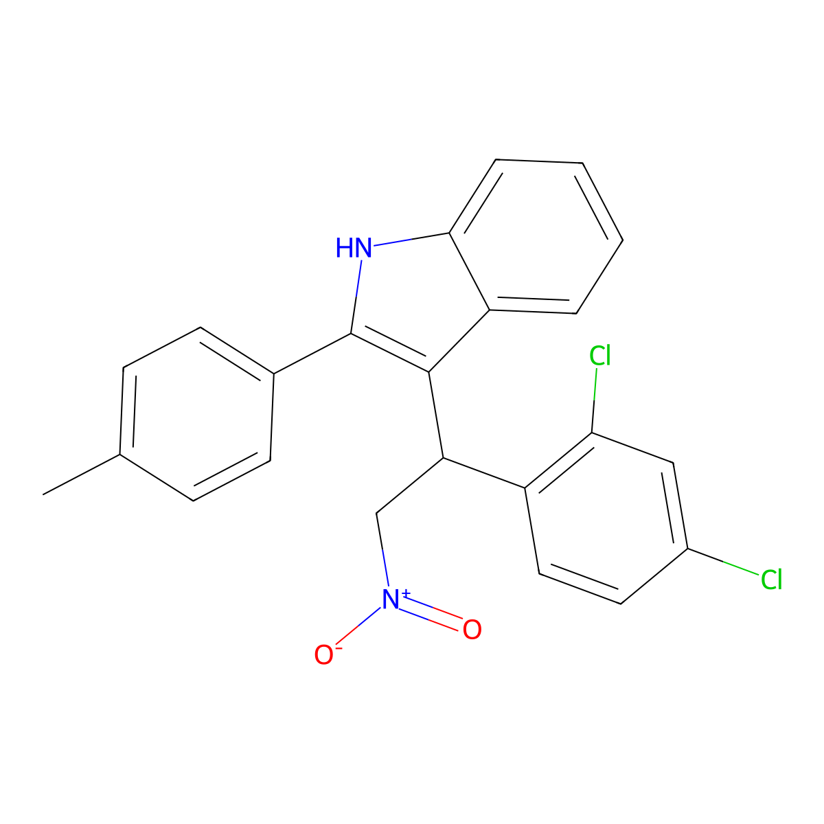3-[1-(2,4-dichlorophenyl)-2-nitroethyl]-2-(4-methylphenyl)-1H-indole molecular structure, CAS 314257-85-7