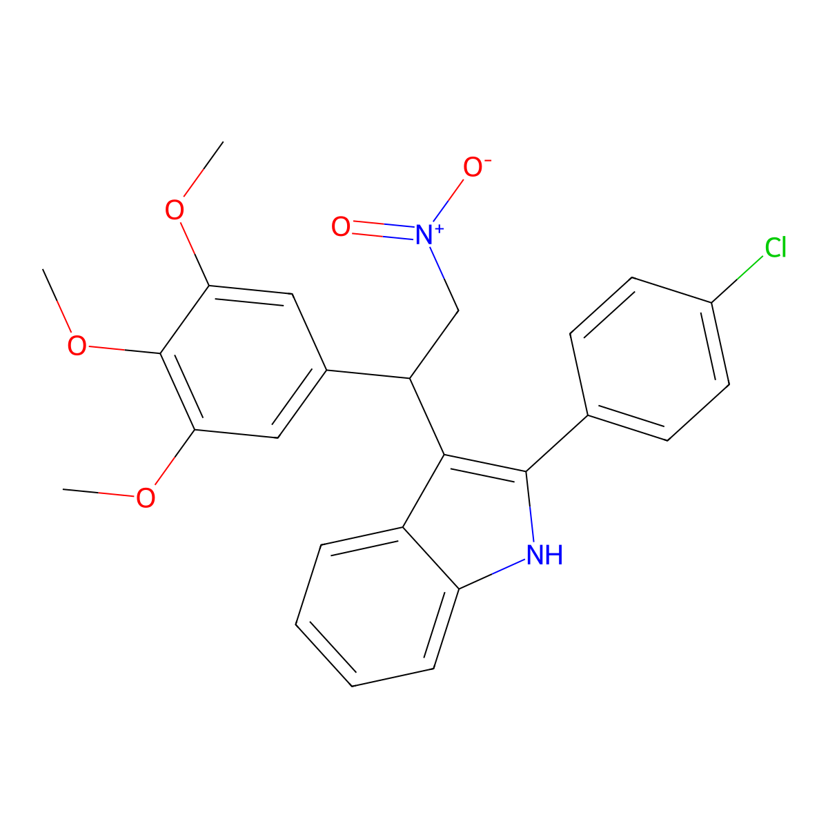 2-(4-chlorophenyl)-3-[2-nitro-1-(3,4,5-trimethoxyphenyl)ethyl]-1H-indole molecular structure, CAS 314257-87-9