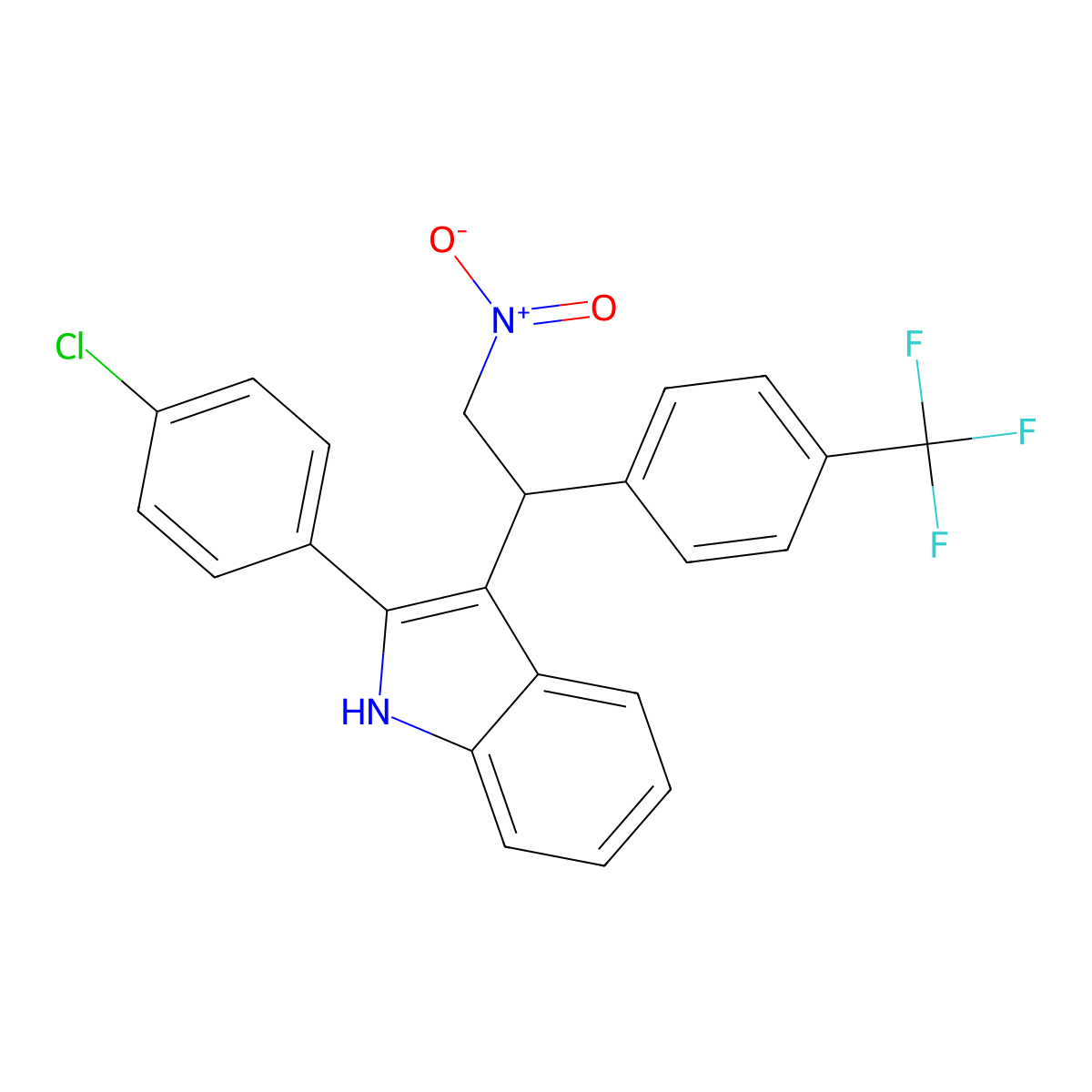 2-(4-chlorophenyl)-3-{2-nitro-1-[4-(trifluoromethyl)phenyl]ethyl}-1H-indole molecular structure, CAS 314257-89-1