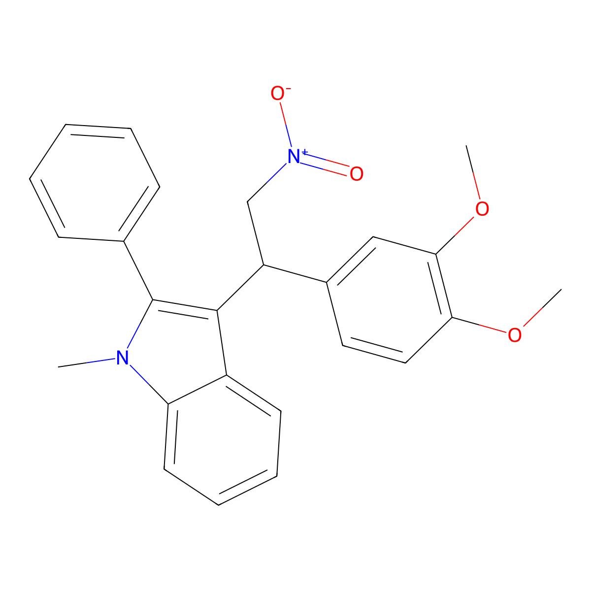 3-[1-(3,4-dimethoxyphenyl)-2-nitroethyl]-1-methyl-2-phenyl-1H-indole molecular structure, CAS 314257-90-4