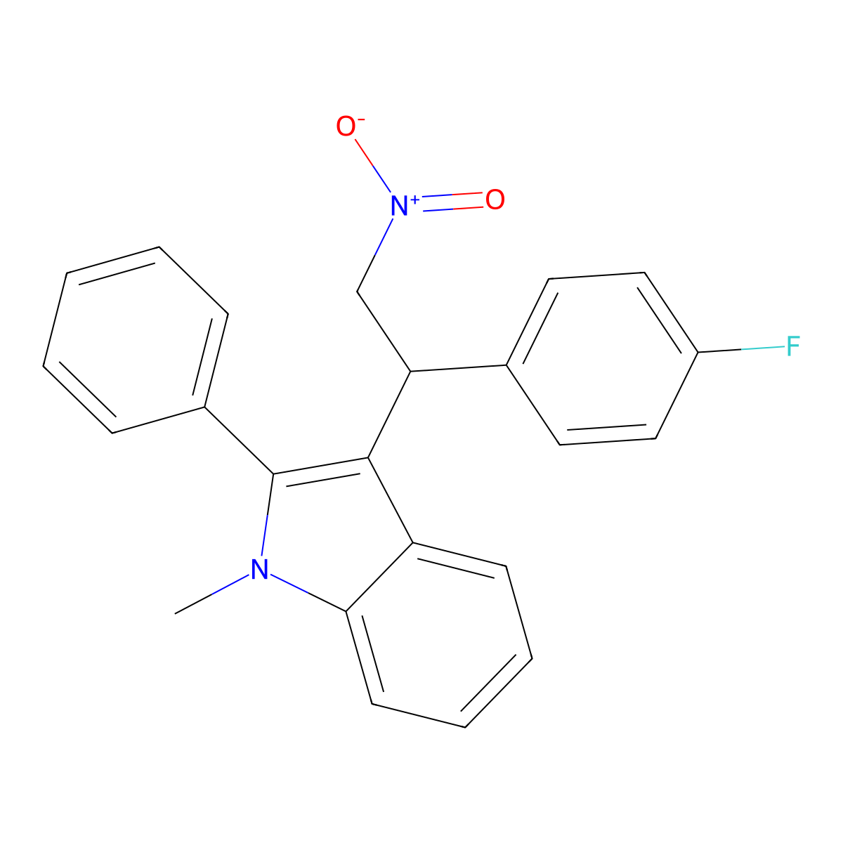3-[1-(4-fluorophenyl)-2-nitroethyl]-1-methyl-2-phenyl-1H-indole molecular structure, CAS 314257-91-5