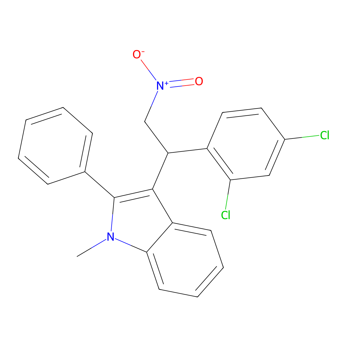 3-(1-(2,4-dichlorophenyl)-2-nitroethyl)-1-methyl-2-phenyl-1H-indole molecular structure, CAS 314257-92-6