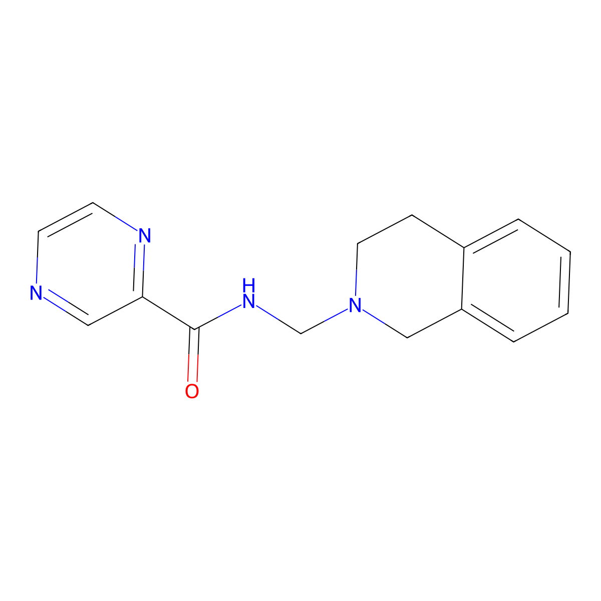 N-(3,4-dihydro-1H-isoquinolin-2-ylmethyl)pyrazine-2-carboxamide molecular structure, CAS 314258-00-9
