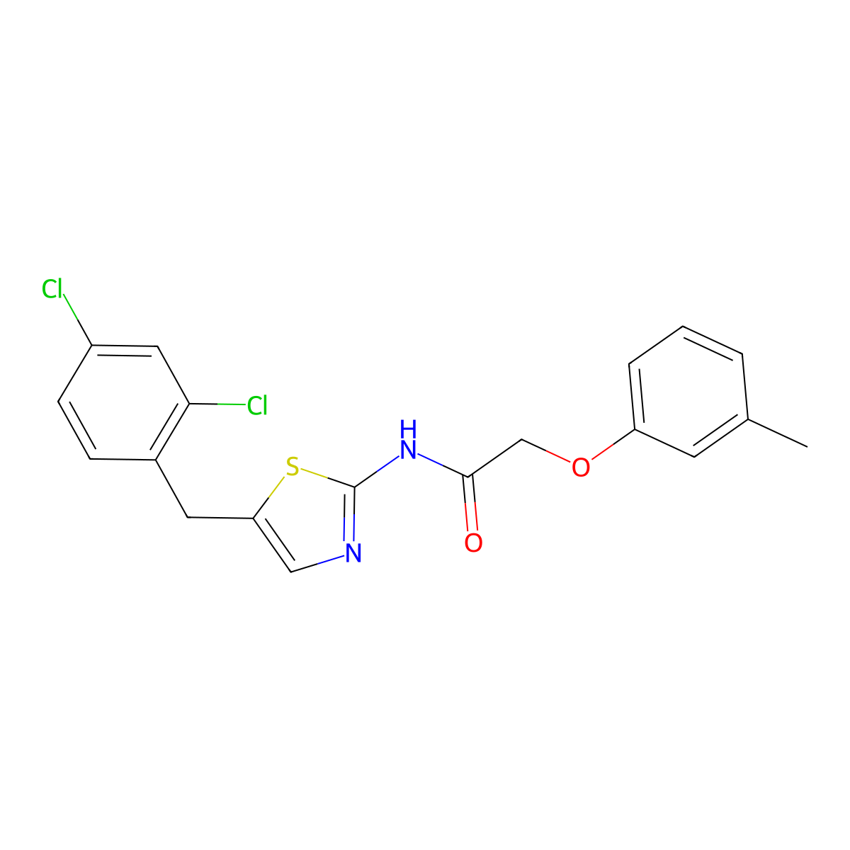 N-[5-(2,4-dichlorobenzyl)-1,3-thiazol-2-yl]-2-(3-methylphenoxy)acetamide molecular structure, CAS 314258-20-3