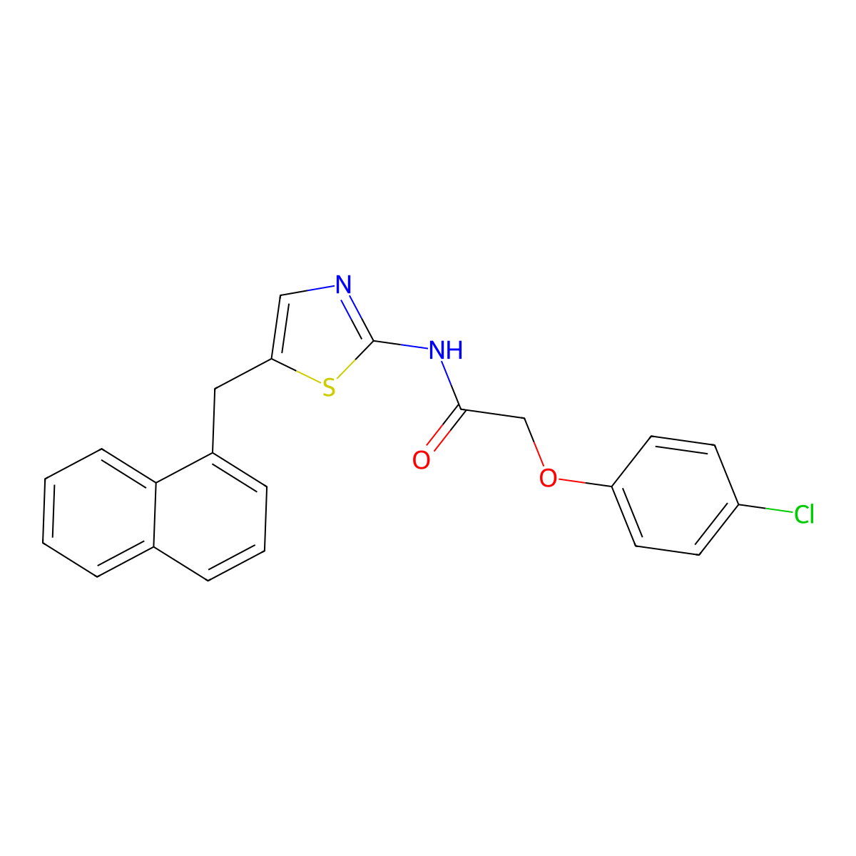 2-(4-chlorophenoxy)-N-[5-(naphthalen-1-ylmethyl)-1,3-thiazol-2-yl]acetamide molecular structure, CAS 314258-22-5