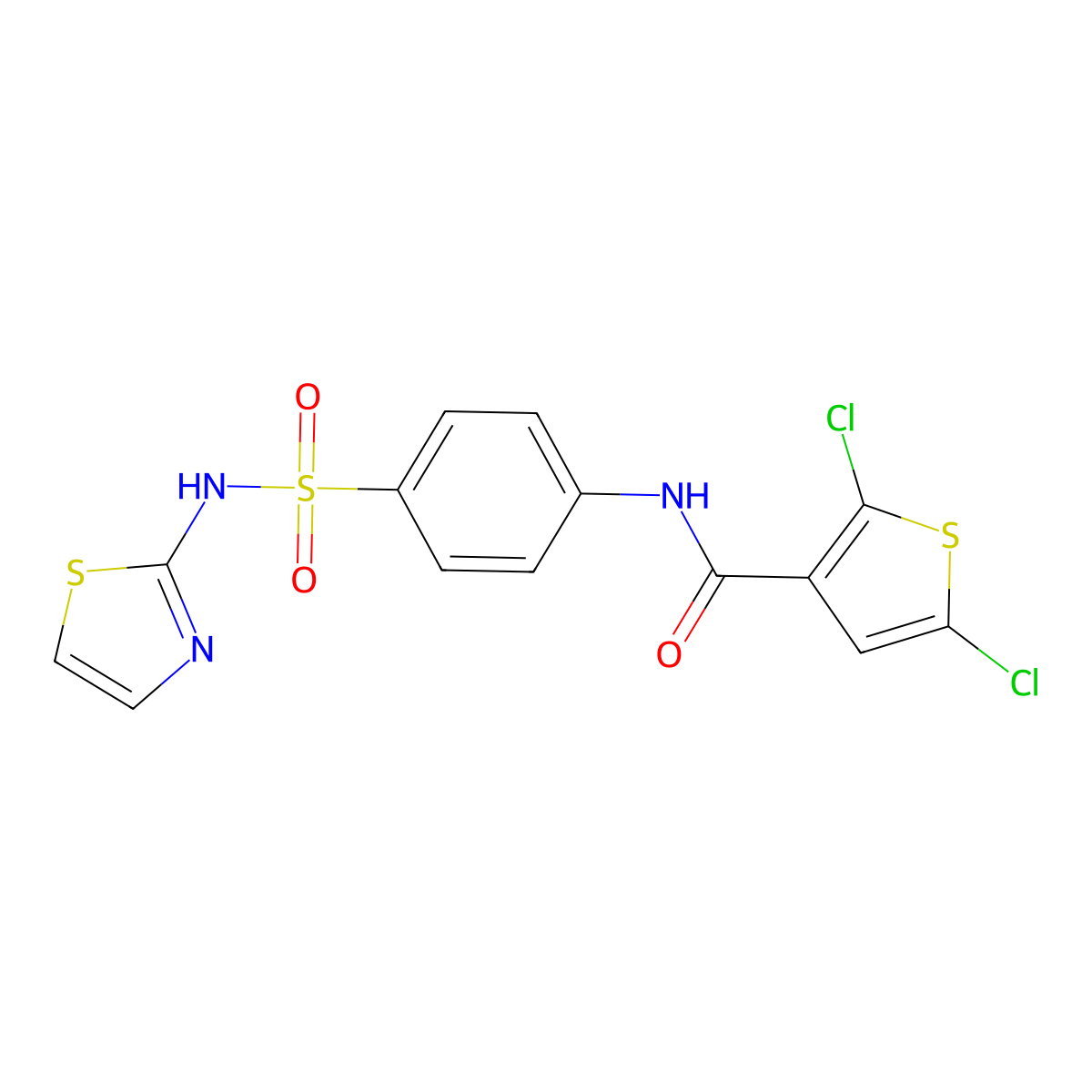 2,5-dichloro-N-(4-(N-(thiazol-2-yl)sulfamoyl)phenyl)thiophene-3-carboxamide molecular structure, CAS 314259-41-1