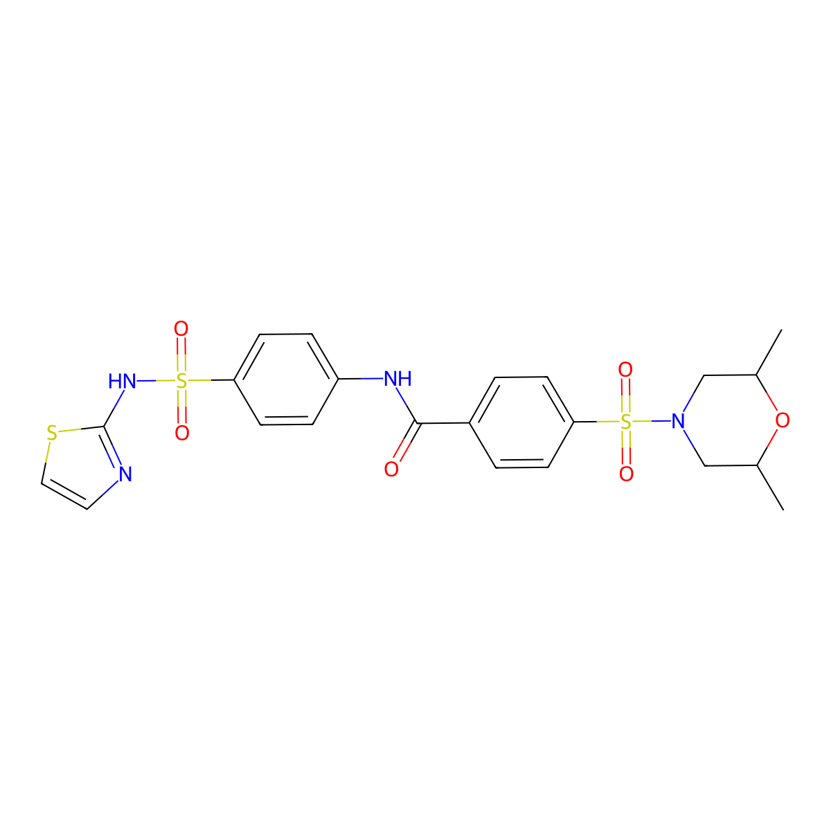 4-(2,6-Dimethyl-morpholine-4-sulfonyl)-N-[4-(thiazol-2-ylsulfamoyl)-phenyl]-benzamide molecular structure, CAS 314259-49-9