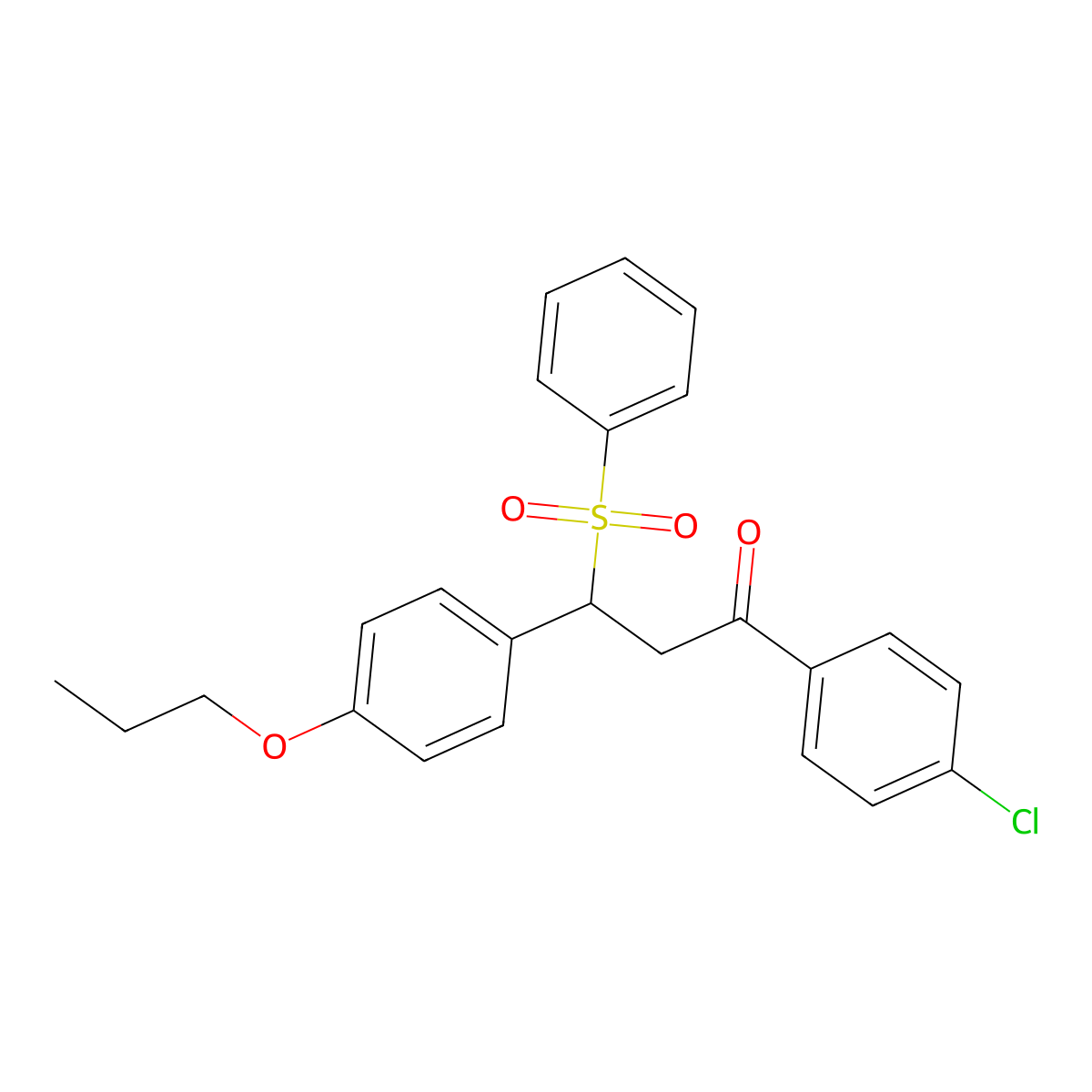 1-(4-Chlorophenyl)-3-(phenylsulfonyl)-3-(4-propoxyphenyl)propan-1-one molecular structure, CAS 314259-78-4