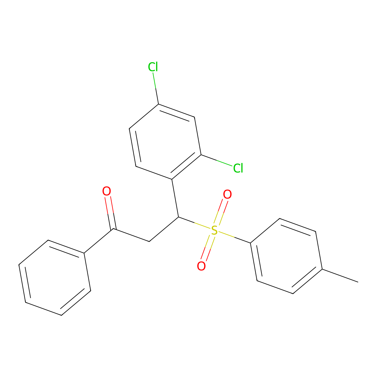 3-(2,4-Dichlorophenyl)-3-(4-methylphenyl)sulfonyl-1-phenylpropan-1-one molecular structure, CAS 314259-79-5