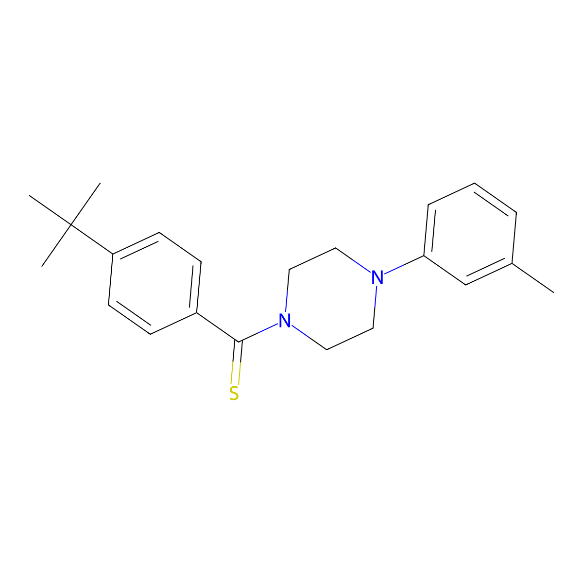 (4-(Tert-butyl)phenyl)(4-(m-tolyl)piperazin-1-yl)methanethione molecular structure, CAS 314259-97-7