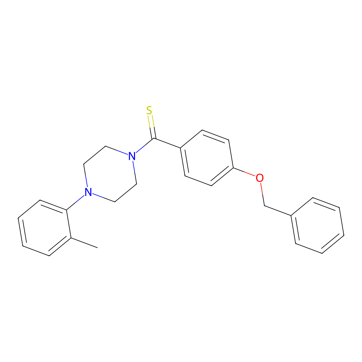 (4-(Benzyloxy)phenyl)(4-(o-tolyl)piperazin-1-yl)methanethione molecular structure, CAS 314259-98-8
