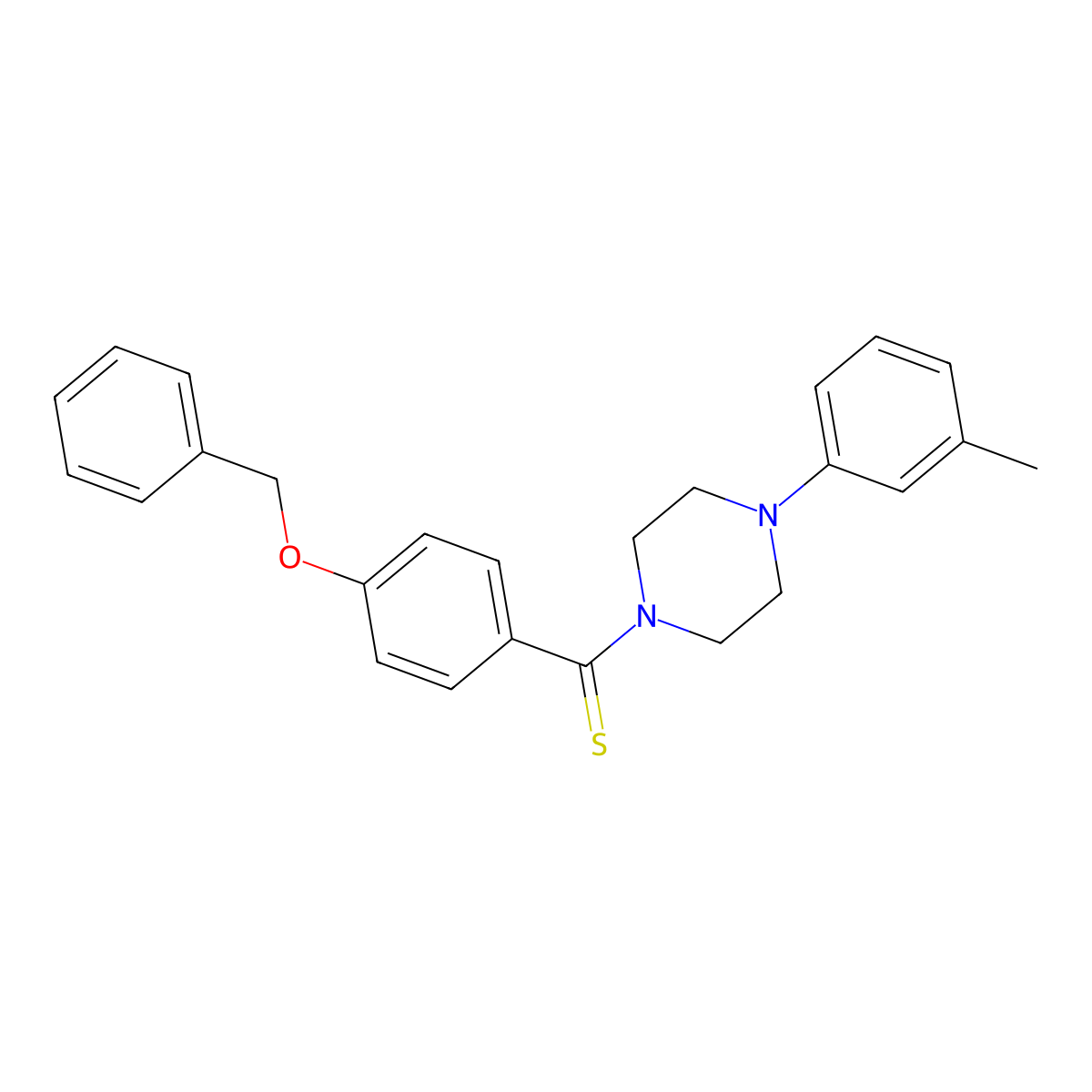 (4-(Benzyloxy)phenyl)(4-(m-tolyl)piperazin-1-yl)methanethione molecular structure, CAS 314259-99-9