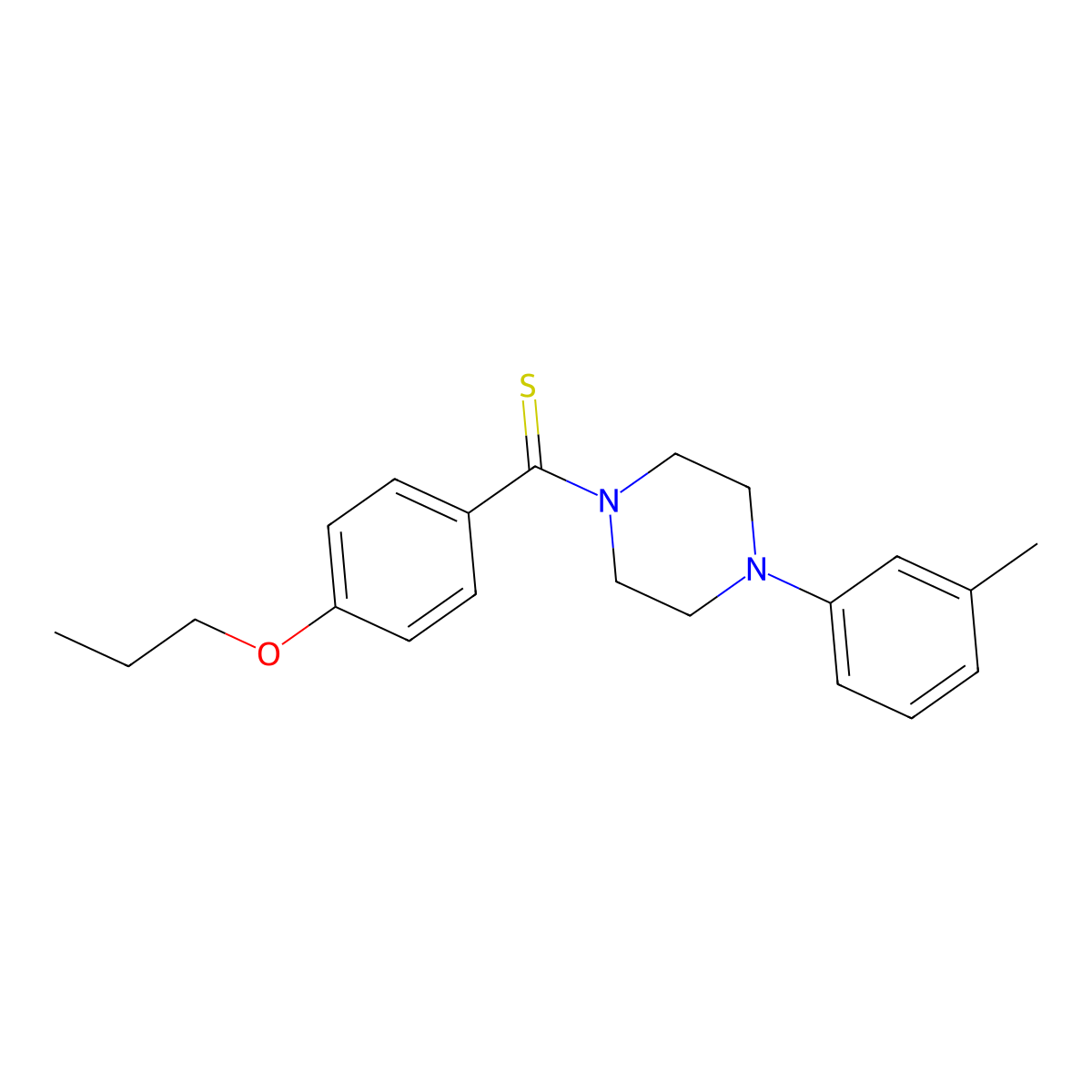 [4-(3-Methylphenyl)piperazin-1-yl]-(4-propoxyphenyl)methanethione molecular structure, CAS 314260-00-9