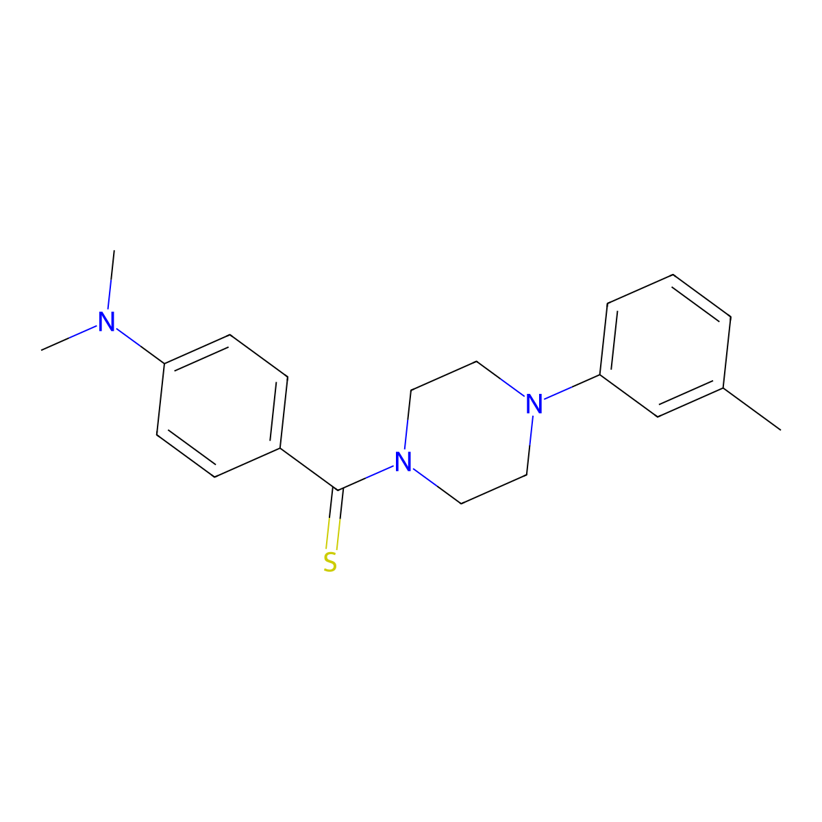 (4-(Dimethylamino)phenyl)(4-(m-tolyl)piperazin-1-yl)methanethione molecular structure, CAS 314260-02-1