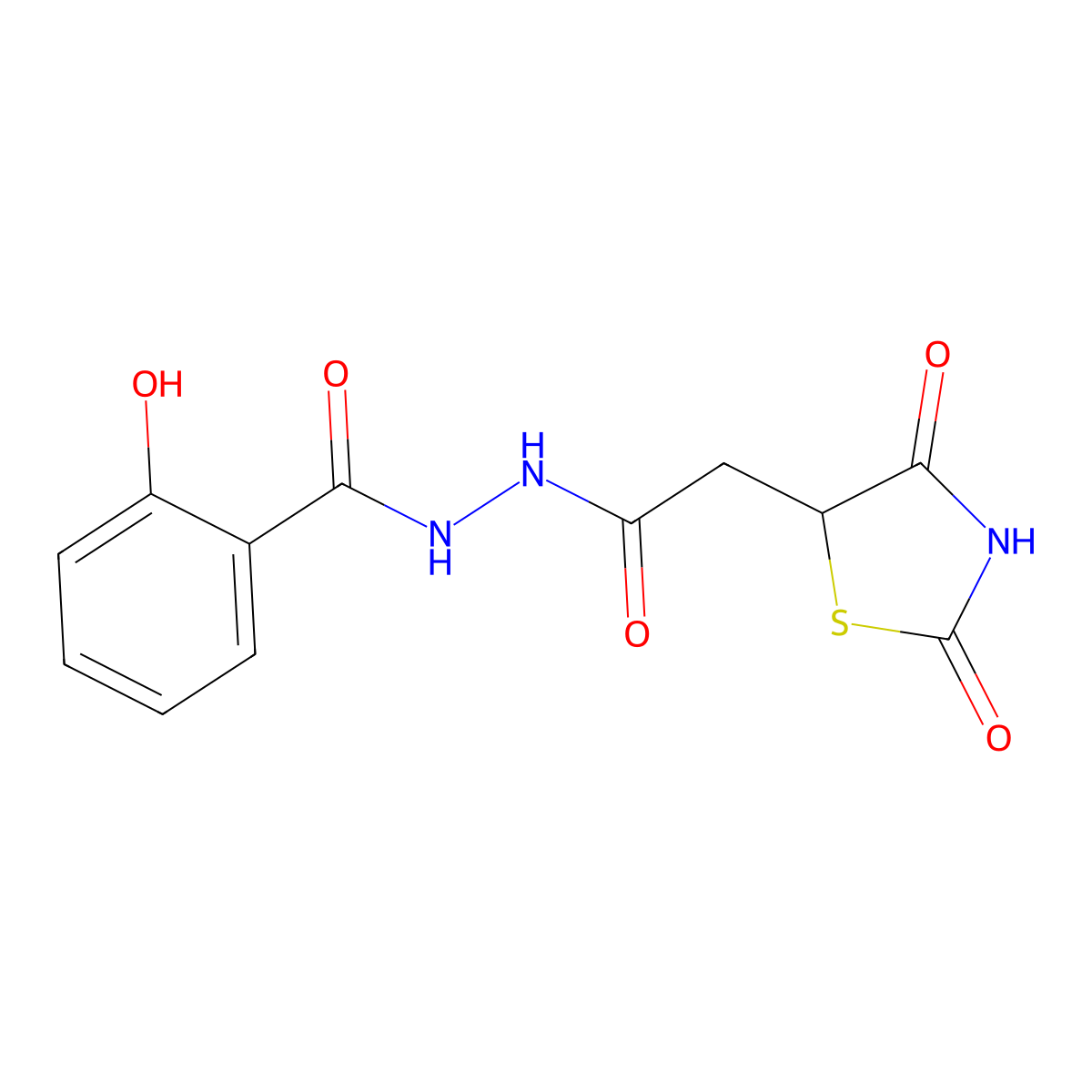 N'-[2-(2,4-dioxo-1,3-thiazolidin-5-yl)acetyl]-2-hydroxybenzohydrazide molecular structure, CAS 314260-06-5