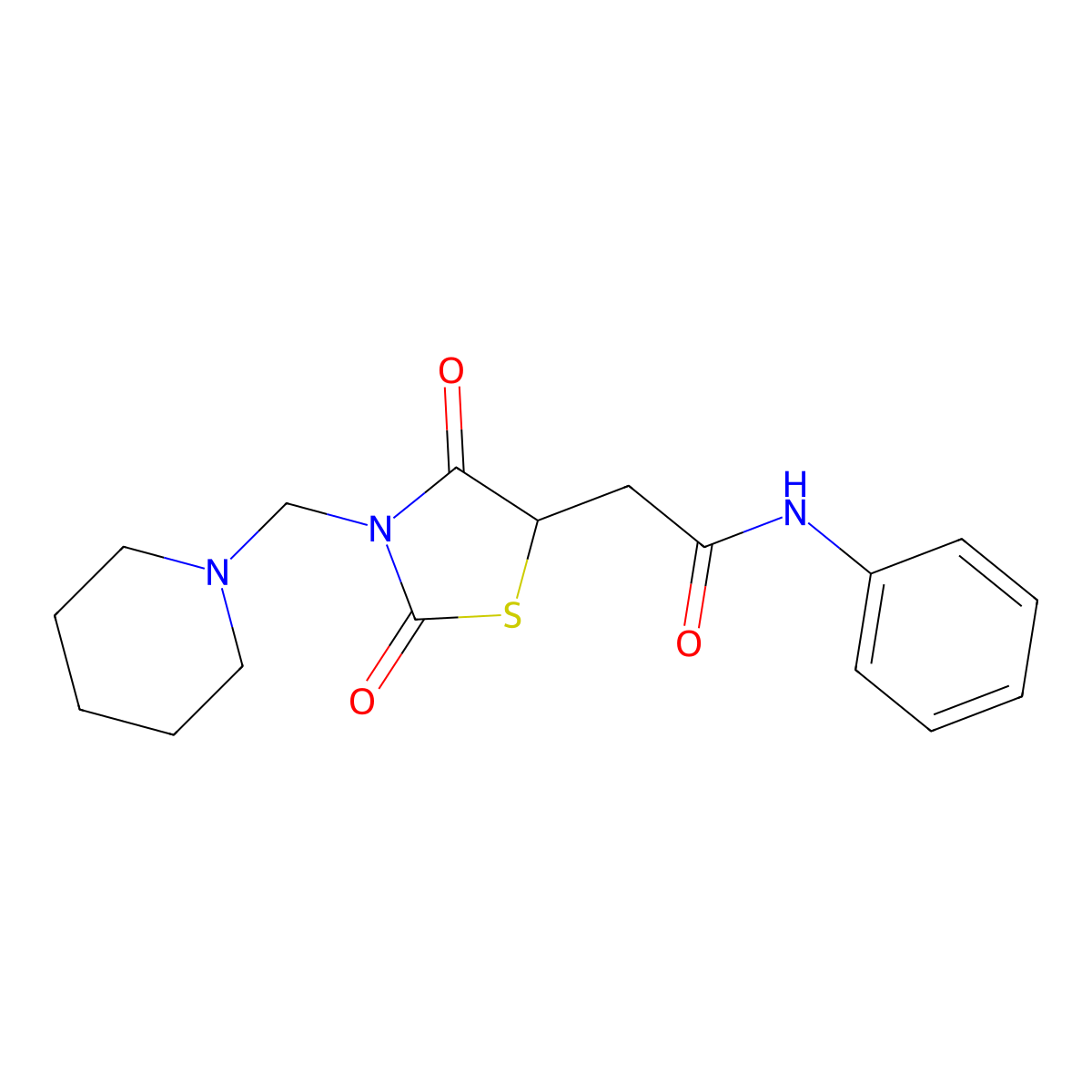 2-[2,4-dioxo-3-(piperidin-1-ylmethyl)-1,3-thiazolidin-5-yl]-N-phenylacetamide molecular structure, CAS 314260-14-5