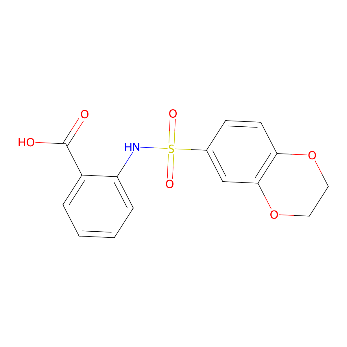 2-(2,3-Dihydro-1,4-benzodioxine-6-sulfonamido)benzoic acid molecular structure, CAS 314260-32-7