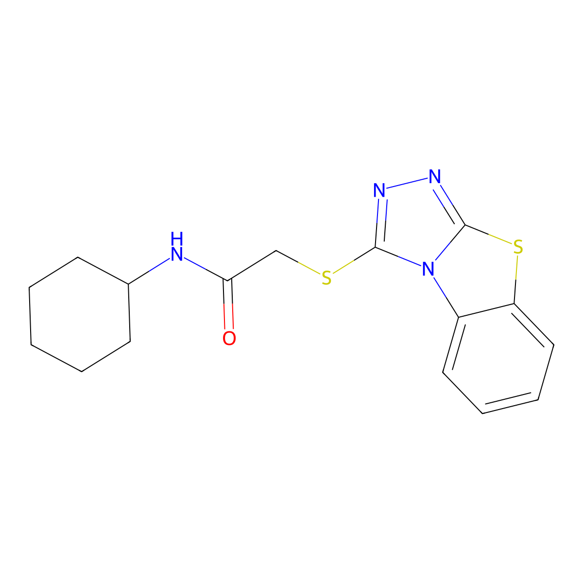 N-cyclohexyl-2-([1,2,4]triazolo[3,4-b][1,3]benzothiazol-1-ylsulfanyl)acetamide molecular structure, CAS 314260-45-2