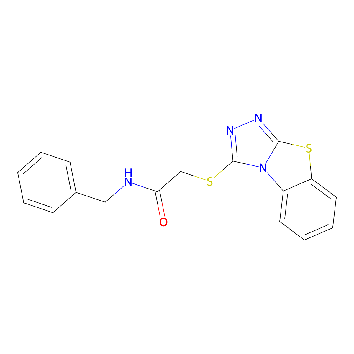 N-benzyl-2-{7-thia-2,4,5-triazatricyclo[6.4.0.0^{2,6}]dodeca-1(8),3,5,9,11-pentaen-3-ylsulfanyl}acetamide molecular structure, CAS 314260-53-2