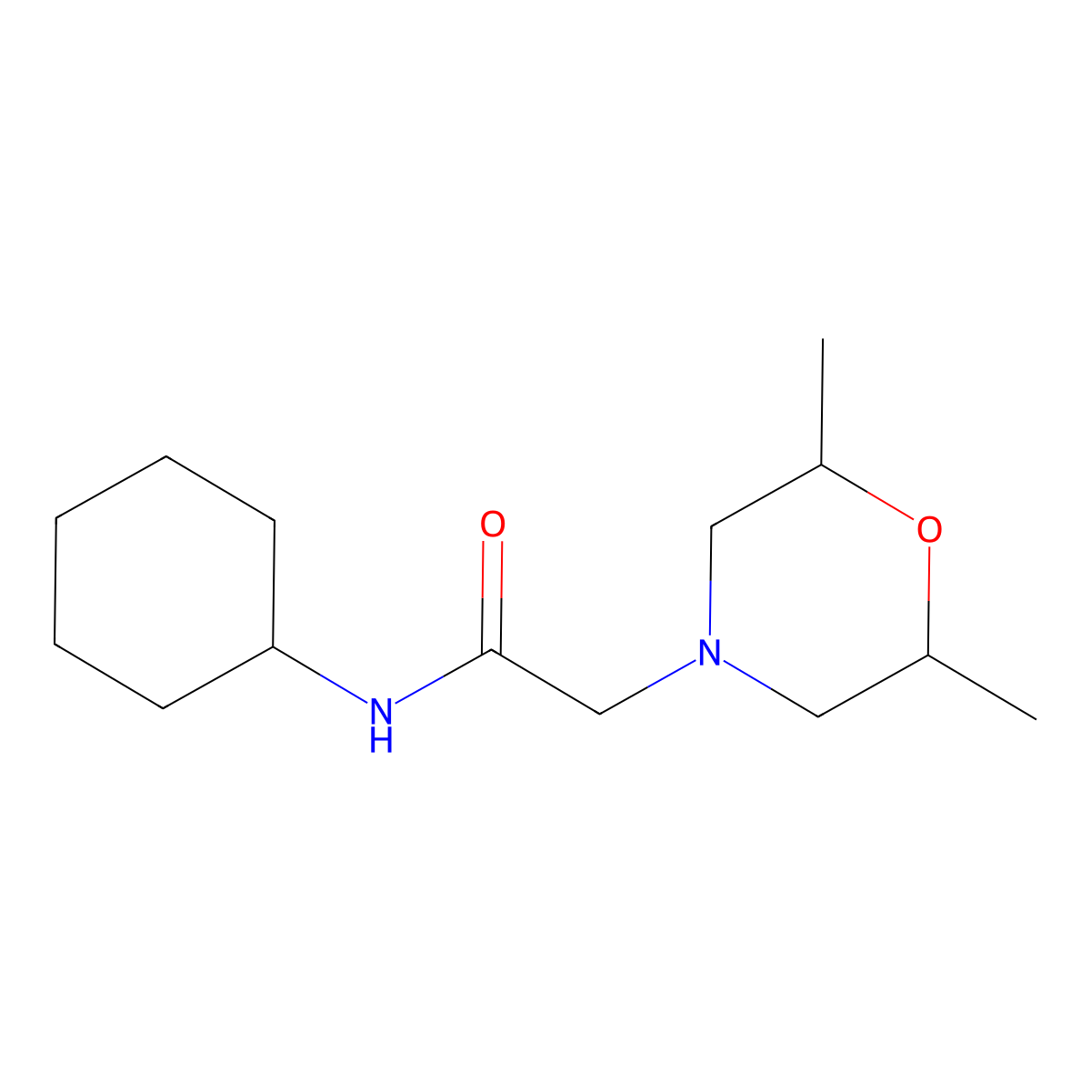 N-cyclohexyl-2-(2,6-dimethylmorpholin-4-yl)acetamide molecular structure, CAS 314260-67-8